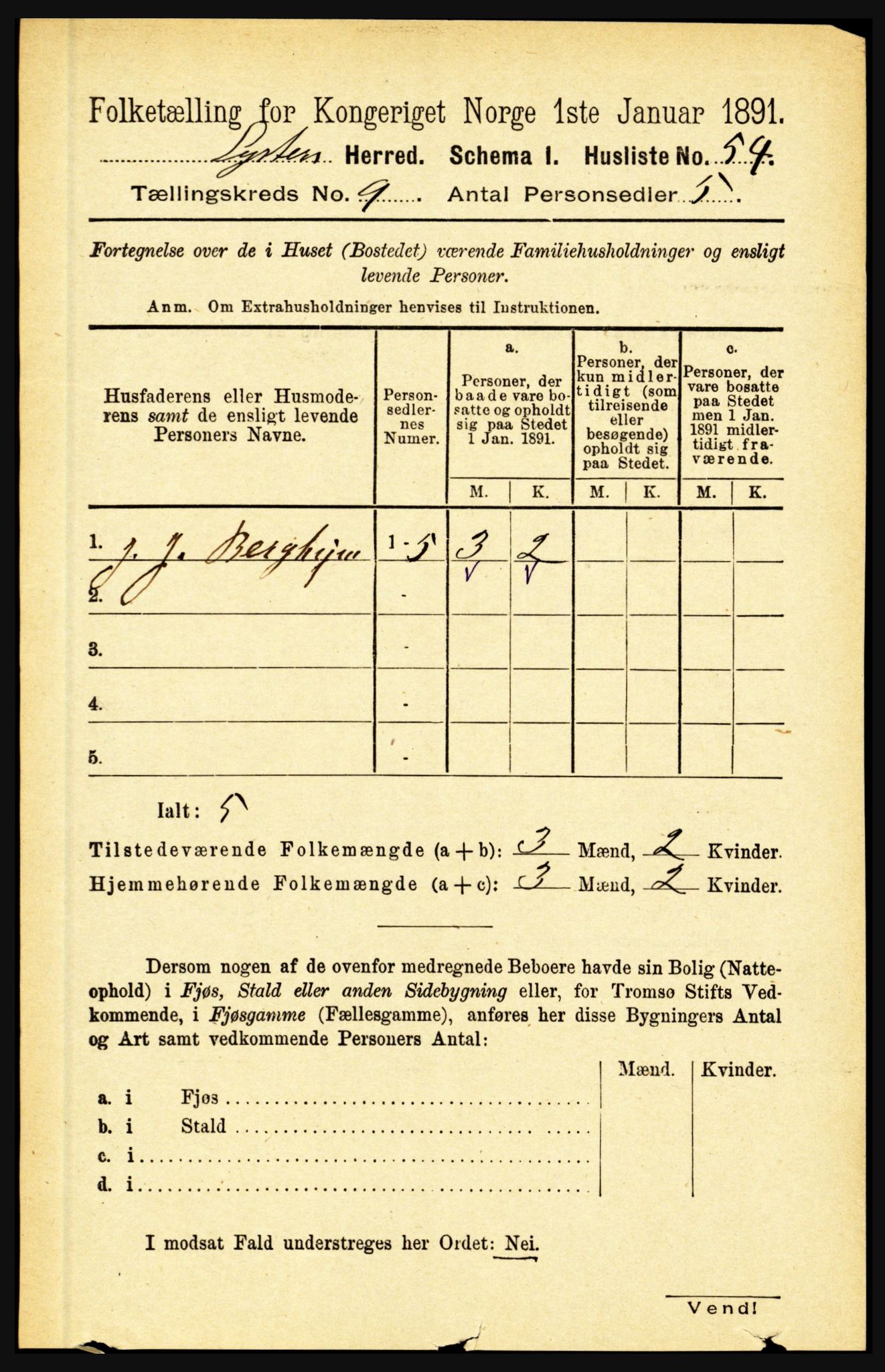 RA, 1891 census for 1426 Luster, 1891, p. 2799