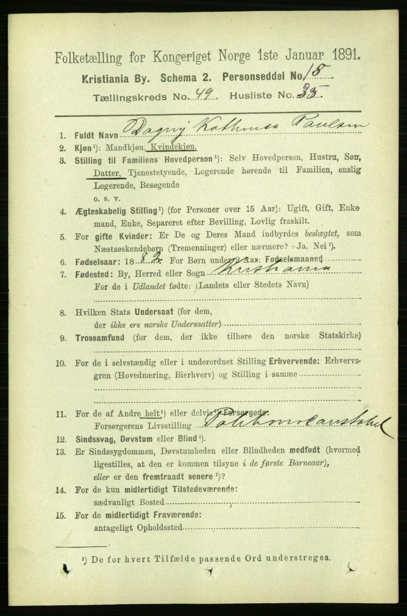 RA, 1891 census for 0301 Kristiania, 1891, p. 28848