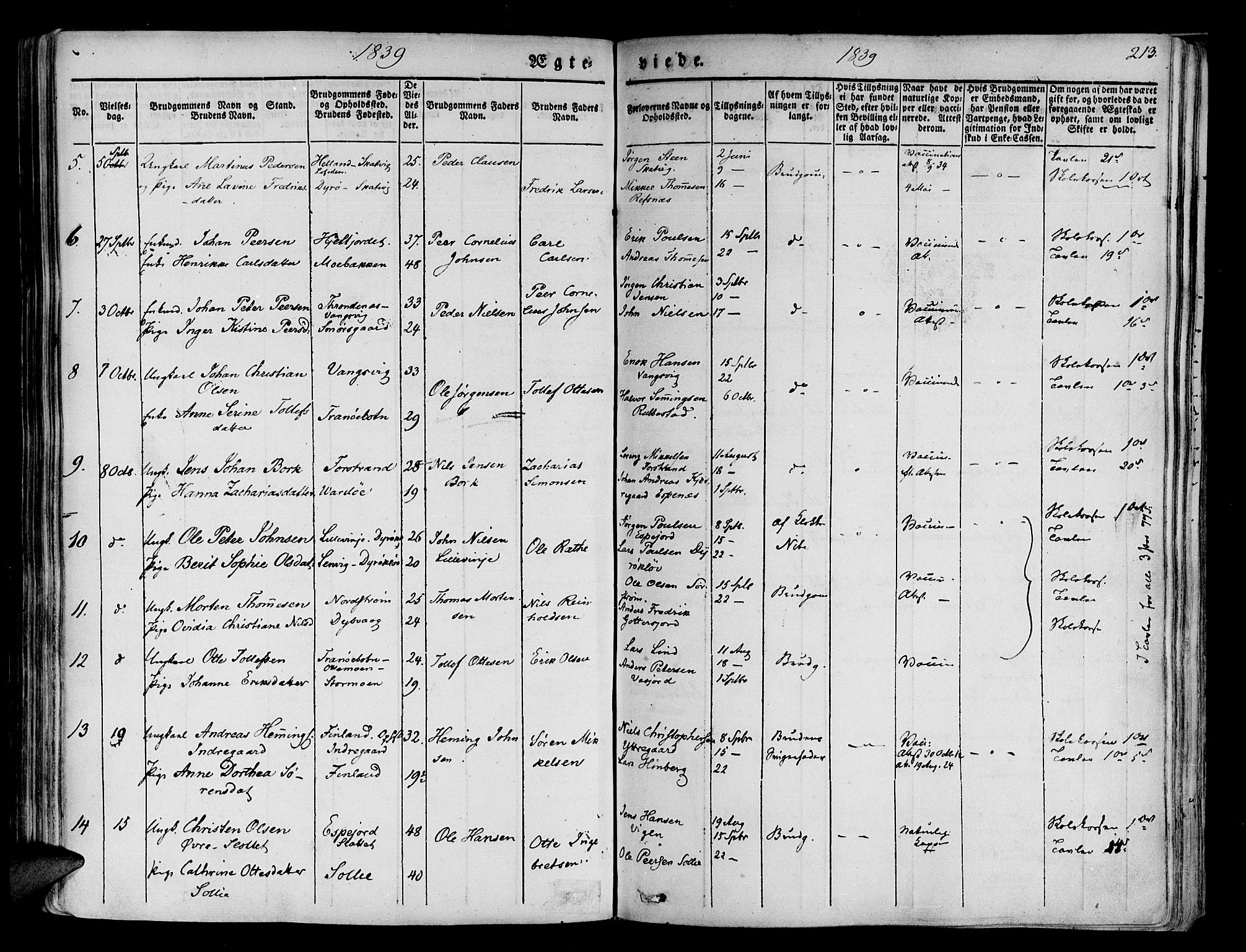 Tranøy sokneprestkontor, SATØ/S-1313/I/Ia/Iaa/L0005kirke: Parish register (official) no. 5, 1829-1844, p. 213