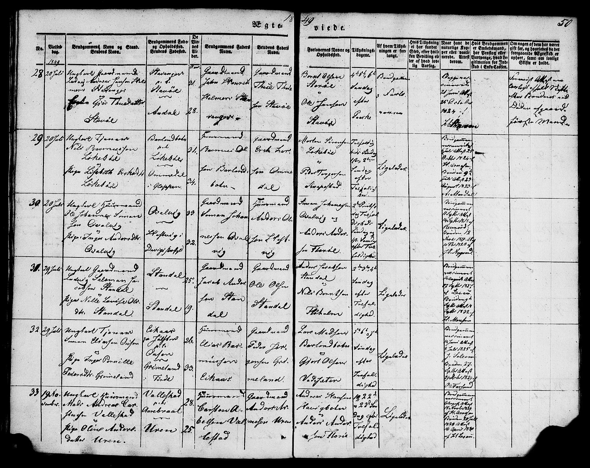 Kinn sokneprestembete, AV/SAB-A-80801/H/Haa/Haaa/L0009: Parish register (official) no. A 9, 1841-1852, p. 50