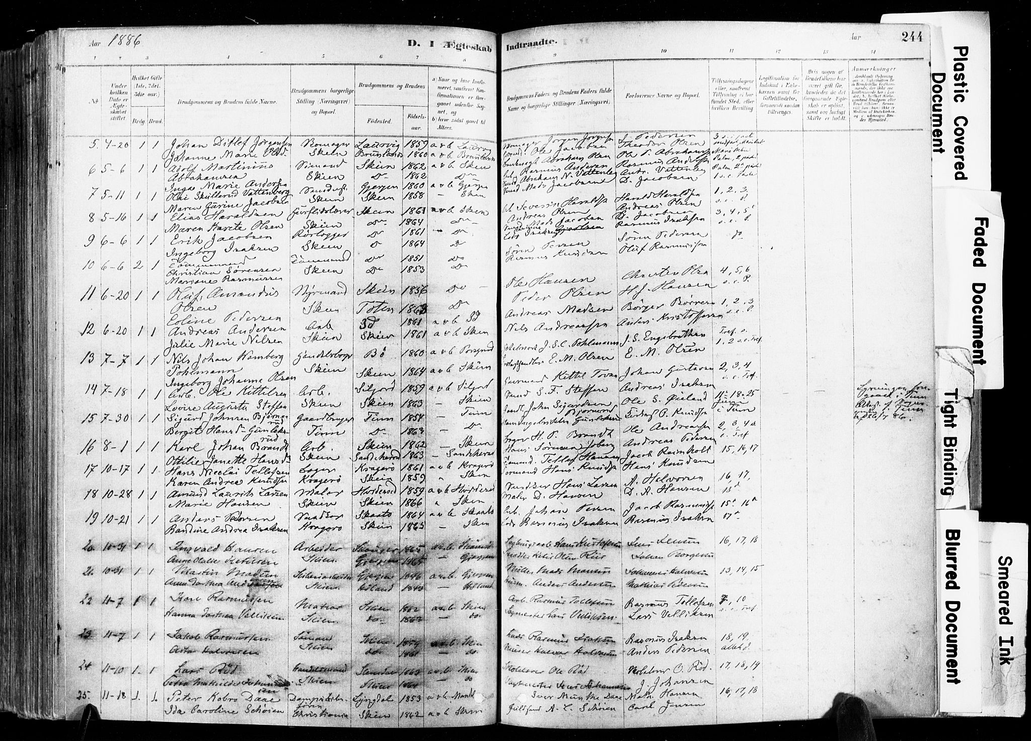 Skien kirkebøker, AV/SAKO-A-302/F/Fa/L0009: Parish register (official) no. 9, 1878-1890, p. 244