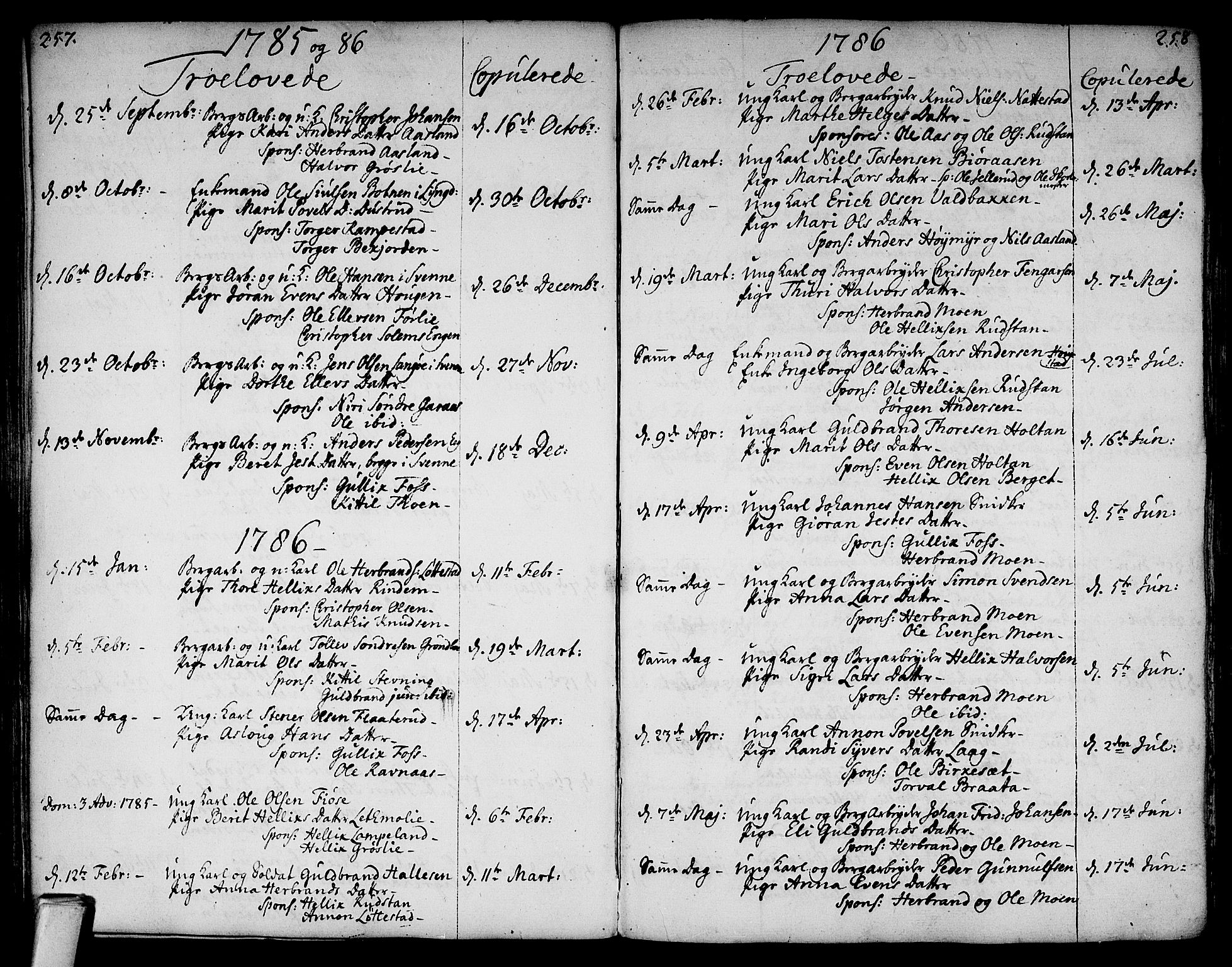 Flesberg kirkebøker, SAKO/A-18/F/Fa/L0003: Parish register (official) no. I 3, 1748-1790, p. 257-258