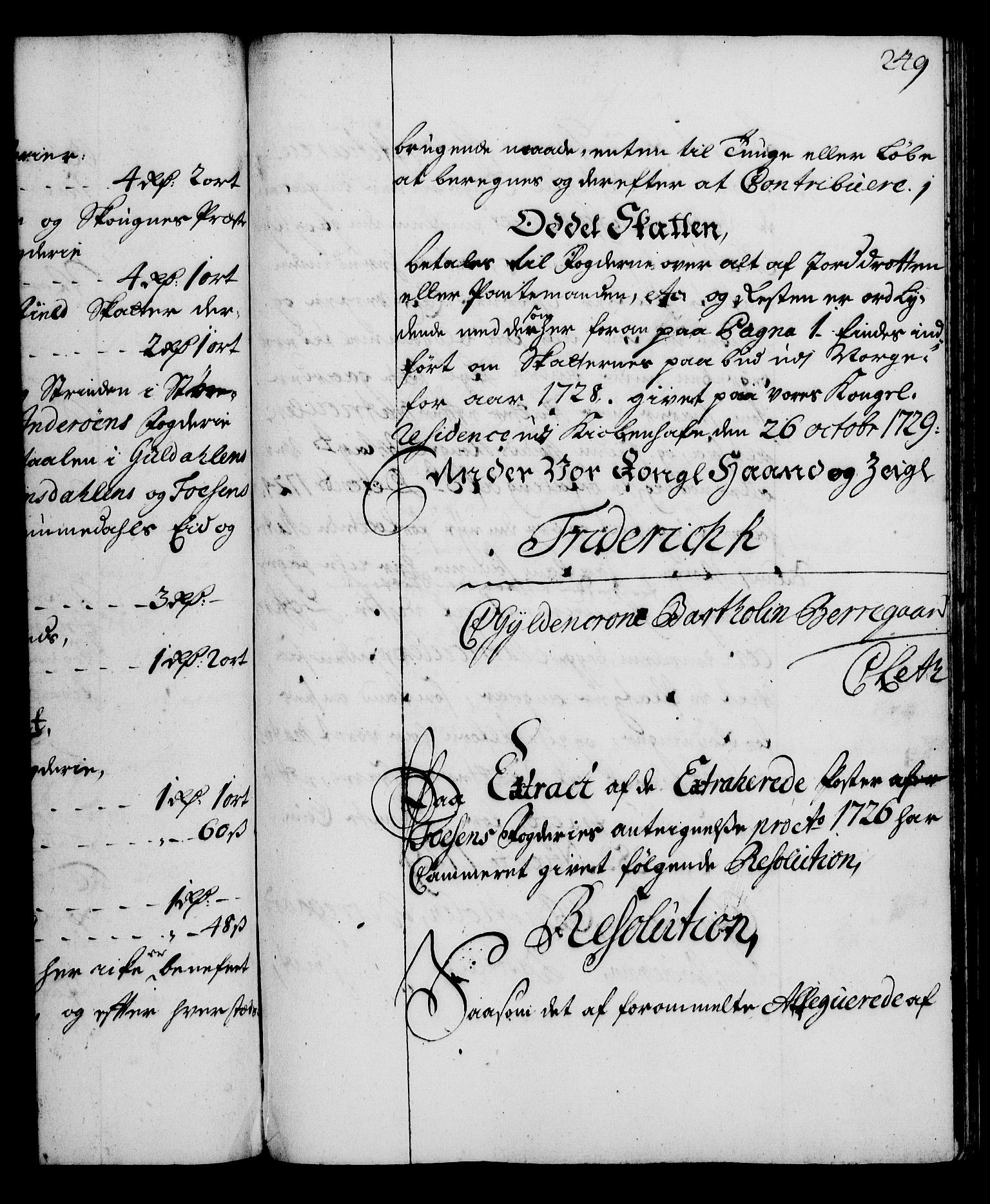 Rentekammeret, Kammerkanselliet, RA/EA-3111/G/Gg/Gga/L0003: Norsk ekspedisjonsprotokoll med register (merket RK 53.3), 1727-1734, p. 249