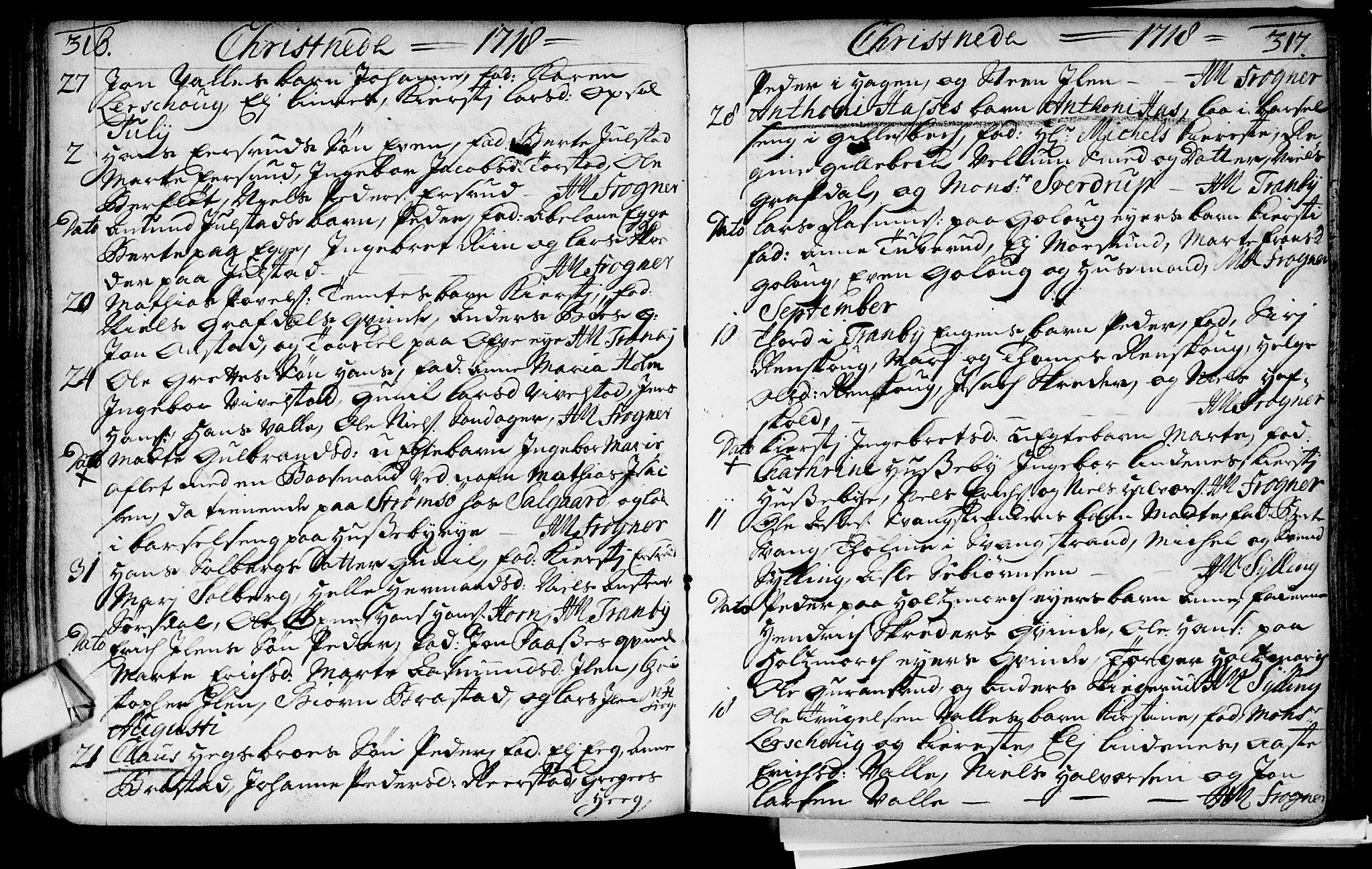 Lier kirkebøker, AV/SAKO-A-230/F/Fa/L0002: Parish register (official) no. I 2, 1701-1726, p. 316-317