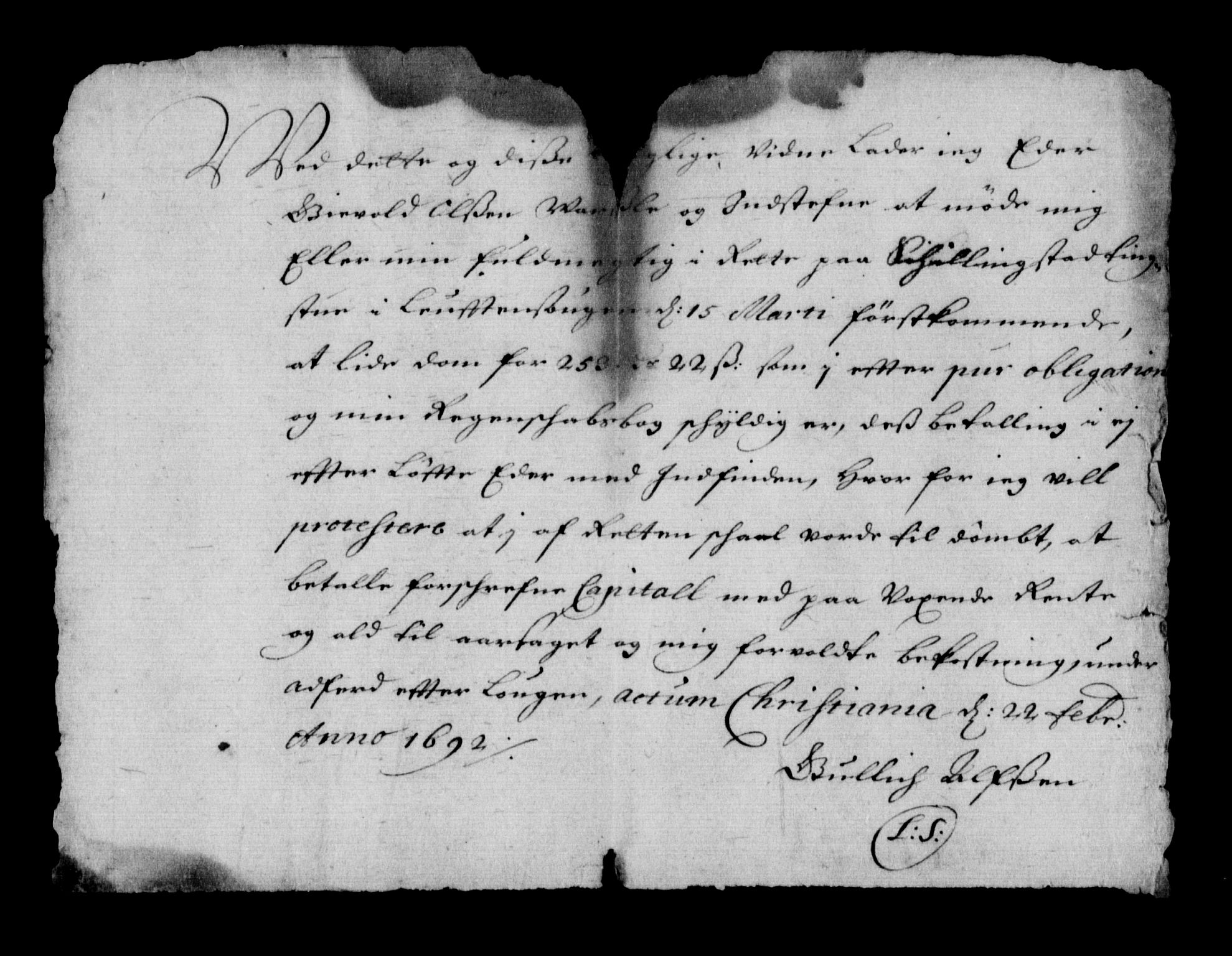 Stattholderembetet 1572-1771, RA/EA-2870/Af/L0004: Avskrifter av vedlegg til originale supplikker, nummerert i samsvar med supplikkbøkene, 1691-1694, p. 180