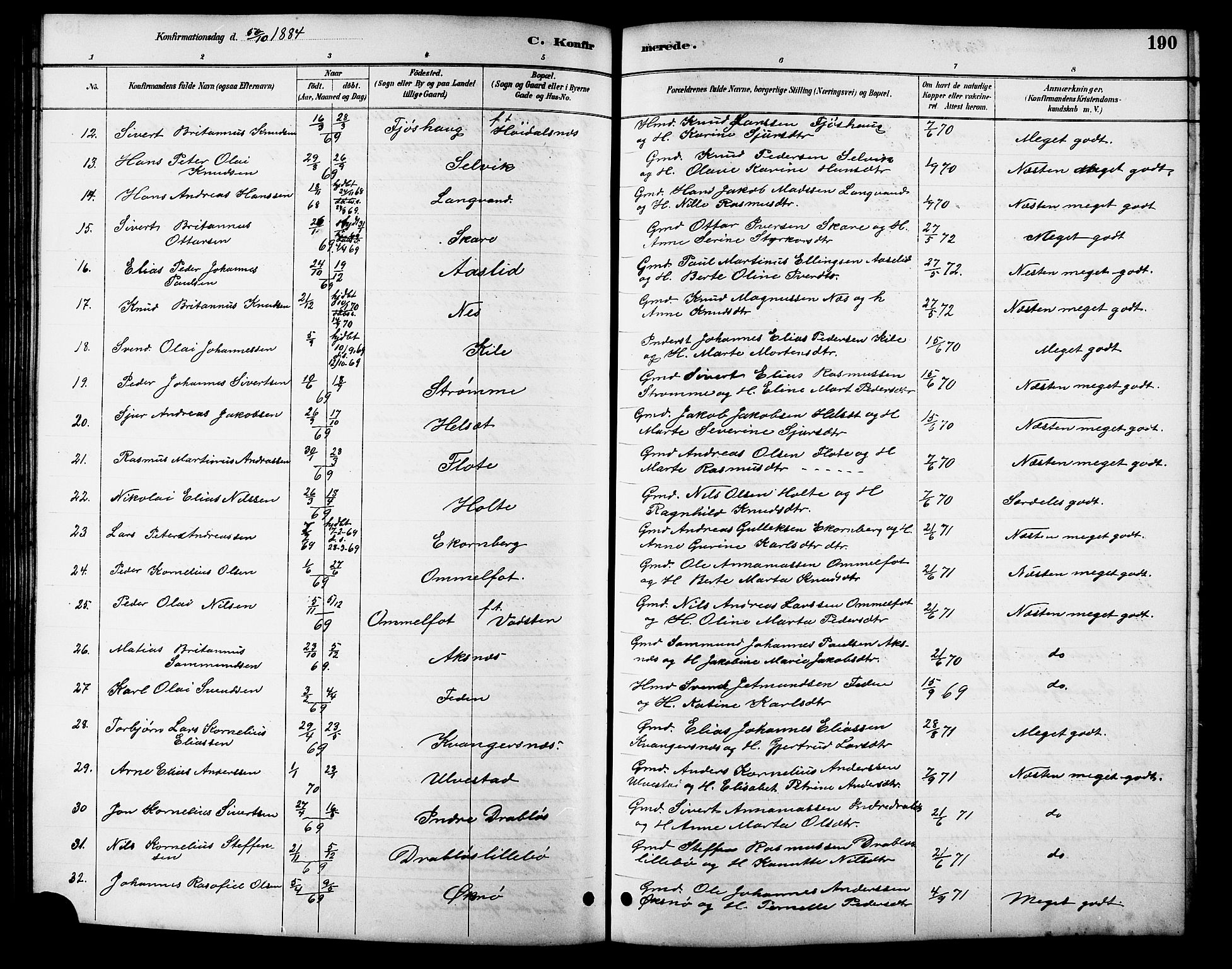 Ministerialprotokoller, klokkerbøker og fødselsregistre - Møre og Romsdal, AV/SAT-A-1454/511/L0158: Parish register (copy) no. 511C04, 1884-1903, p. 190