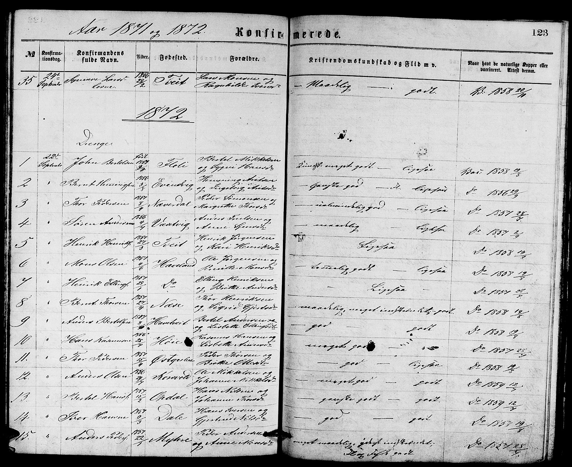 Gulen sokneprestembete, SAB/A-80201/H/Hab/Habb/L0002: Parish register (copy) no. B 2, 1867-1883, p. 123