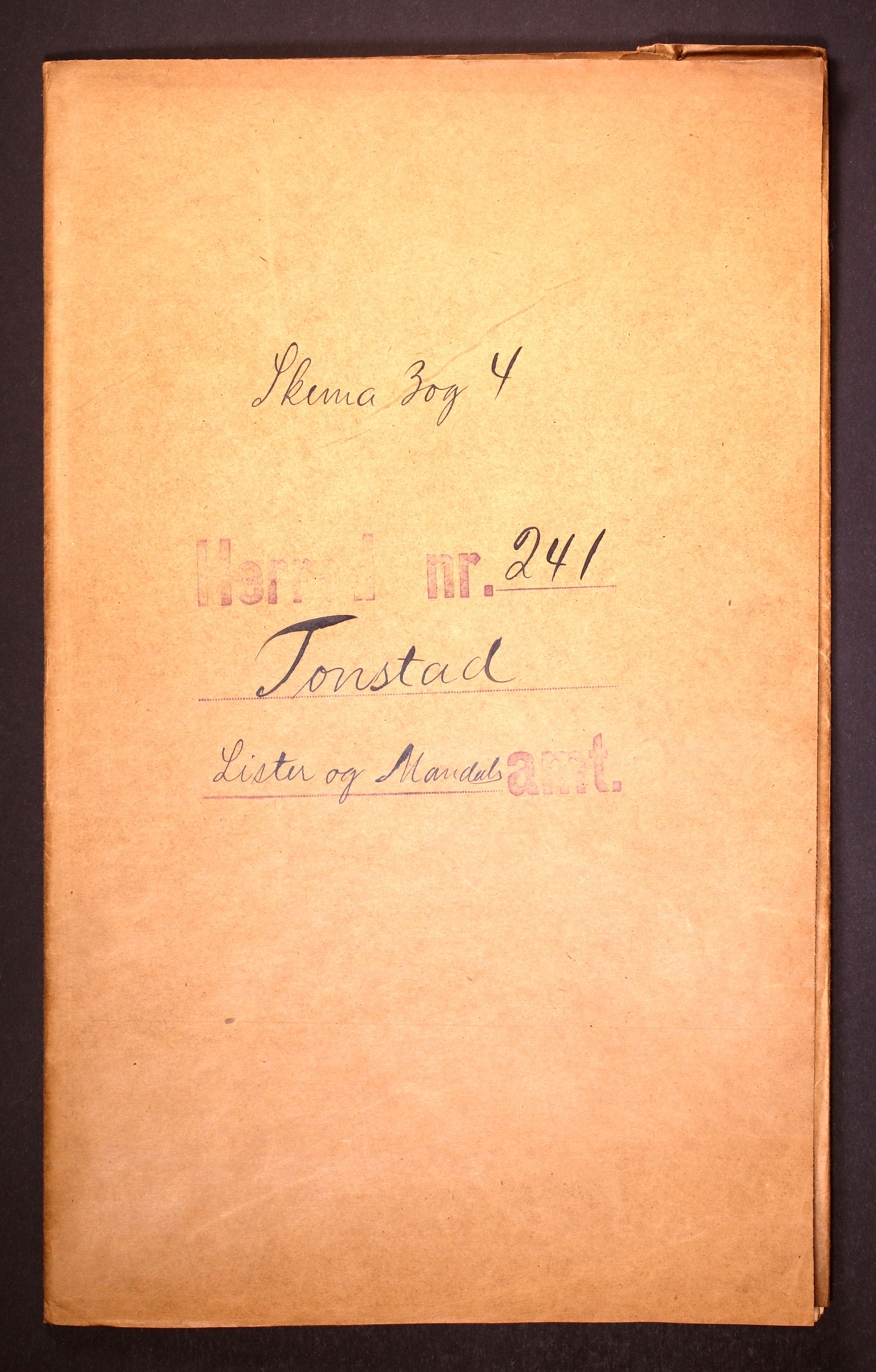 RA, 1910 census for Tonstad, 1910, p. 1