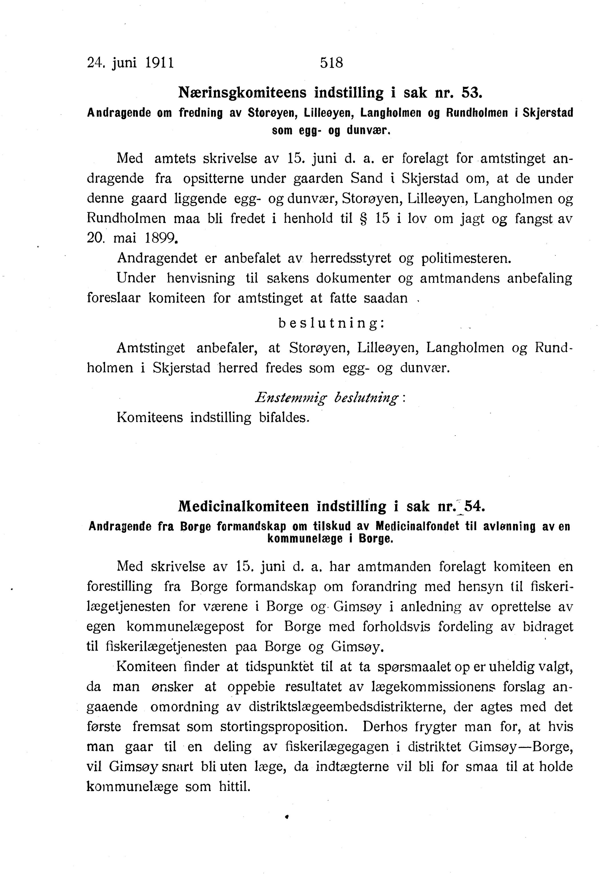 Nordland Fylkeskommune. Fylkestinget, AIN/NFK-17/176/A/Ac/L0034: Fylkestingsforhandlinger 1911, 1911