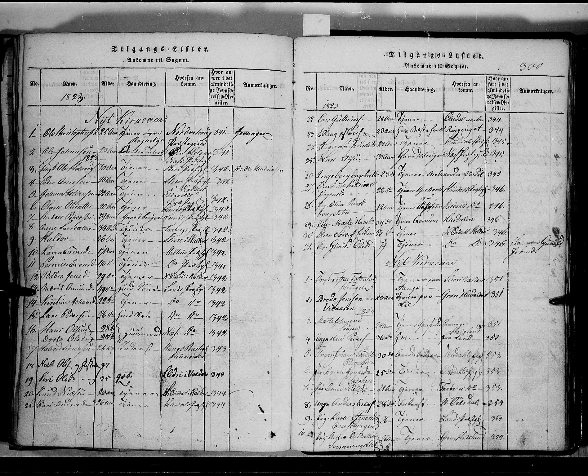 Toten prestekontor, SAH/PREST-102/H/Ha/Hab/L0002: Parish register (copy) no. 2, 1820-1827, p. 300