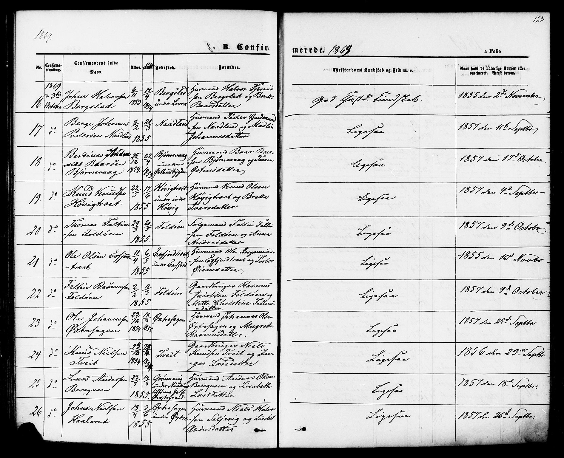 Jelsa sokneprestkontor, AV/SAST-A-101842/01/IV: Parish register (official) no. A 8, 1867-1883, p. 122