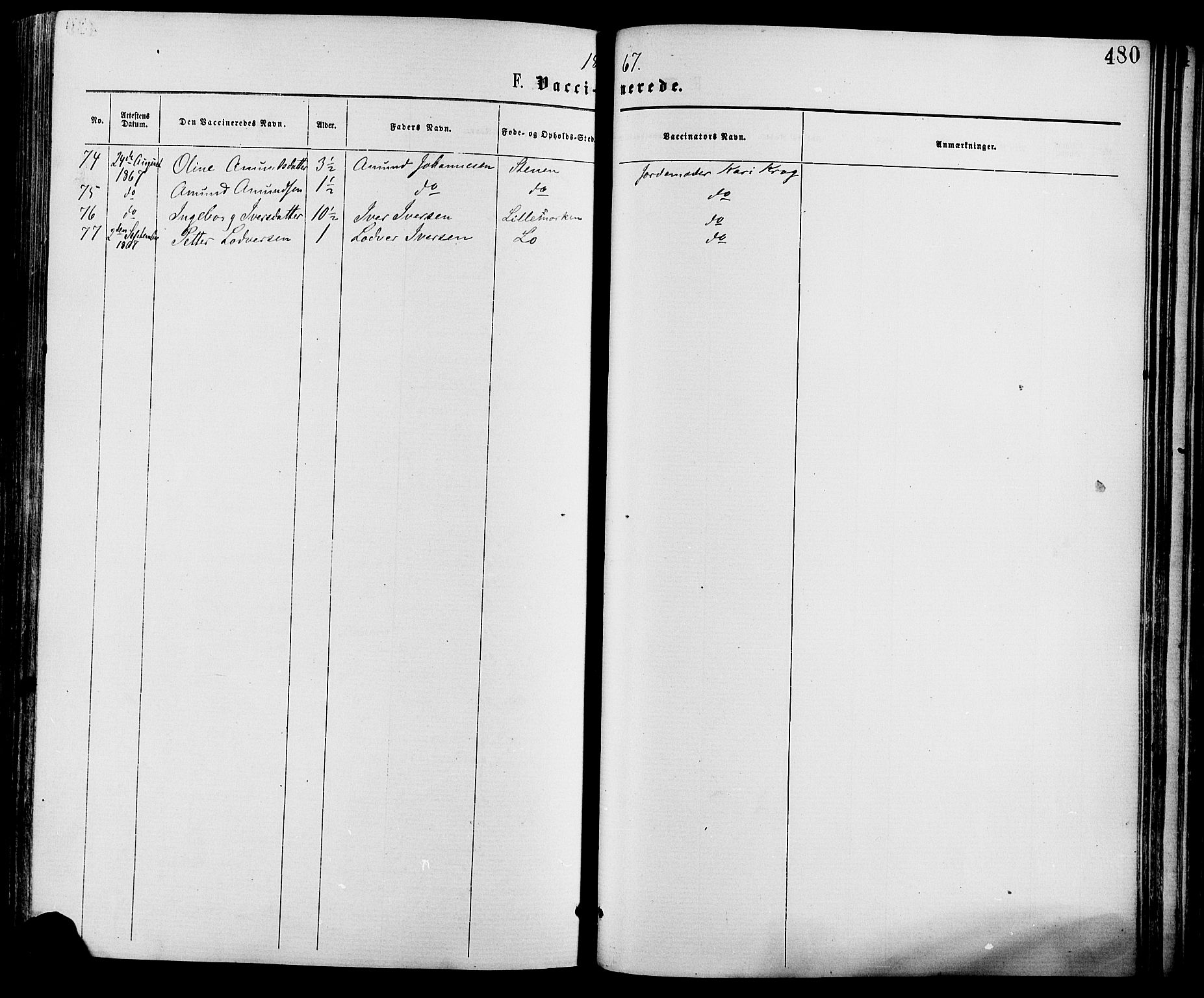 Nord-Fron prestekontor, AV/SAH-PREST-080/H/Ha/Haa/L0002: Parish register (official) no. 2, 1865-1883, p. 480