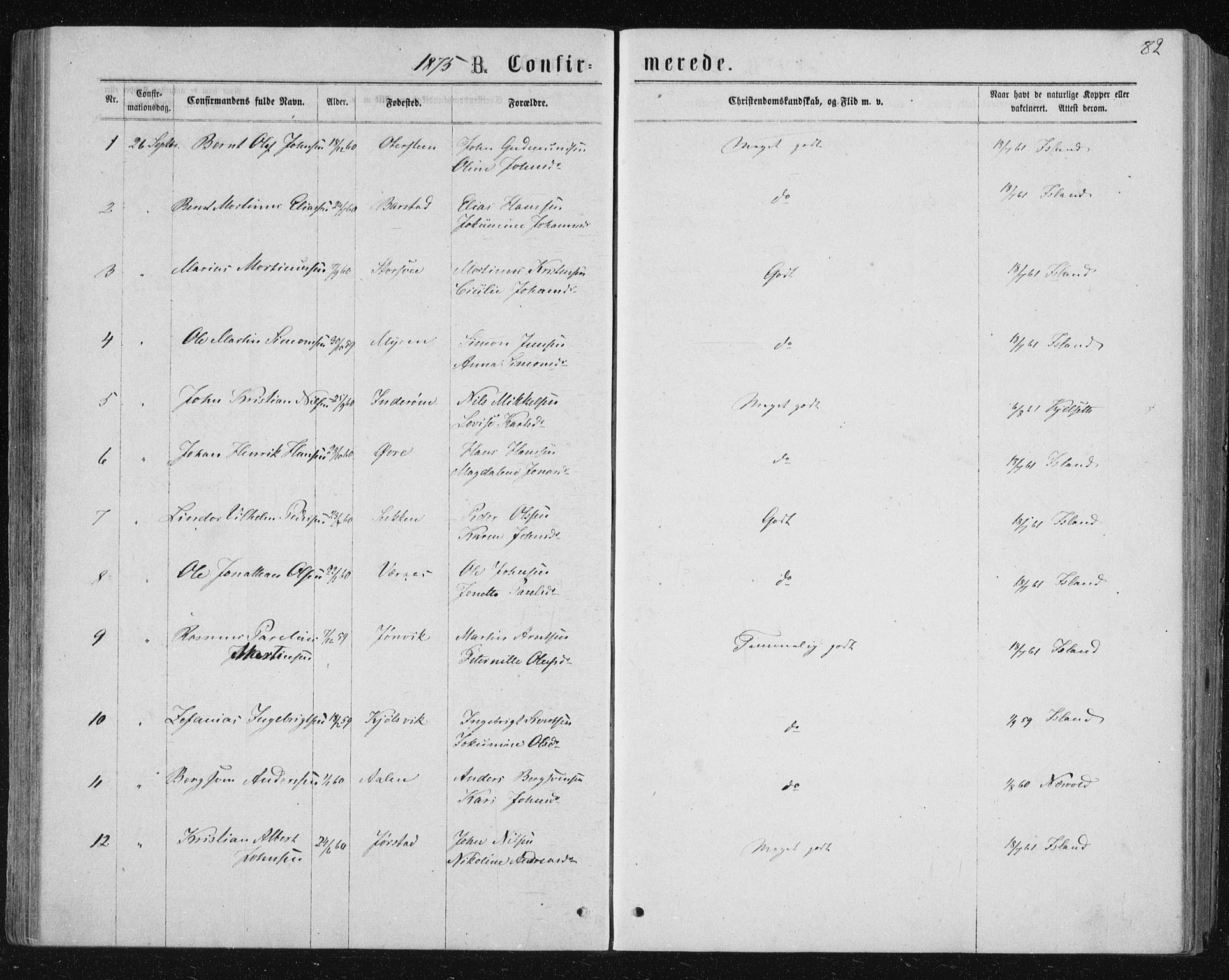 Ministerialprotokoller, klokkerbøker og fødselsregistre - Nord-Trøndelag, SAT/A-1458/722/L0219: Parish register (official) no. 722A06, 1868-1880, p. 82