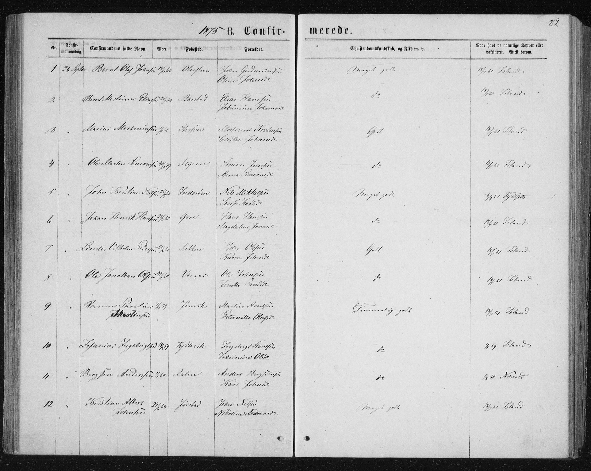 Ministerialprotokoller, klokkerbøker og fødselsregistre - Nord-Trøndelag, AV/SAT-A-1458/722/L0219: Parish register (official) no. 722A06, 1868-1880, p. 82