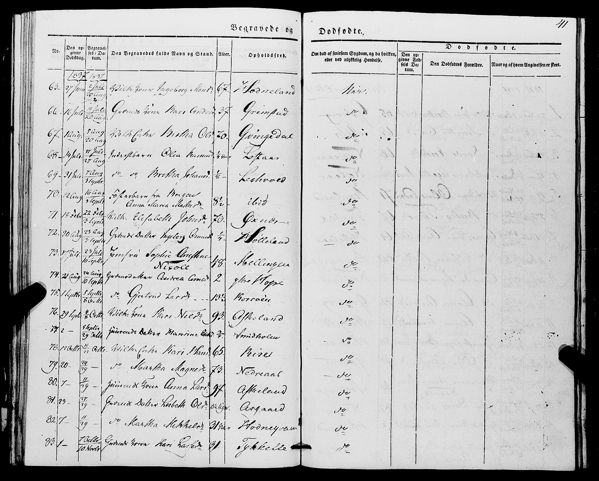 Lindås Sokneprestembete, SAB/A-76701/H/Haa: Parish register (official) no. A 14, 1835-1847, p. 41