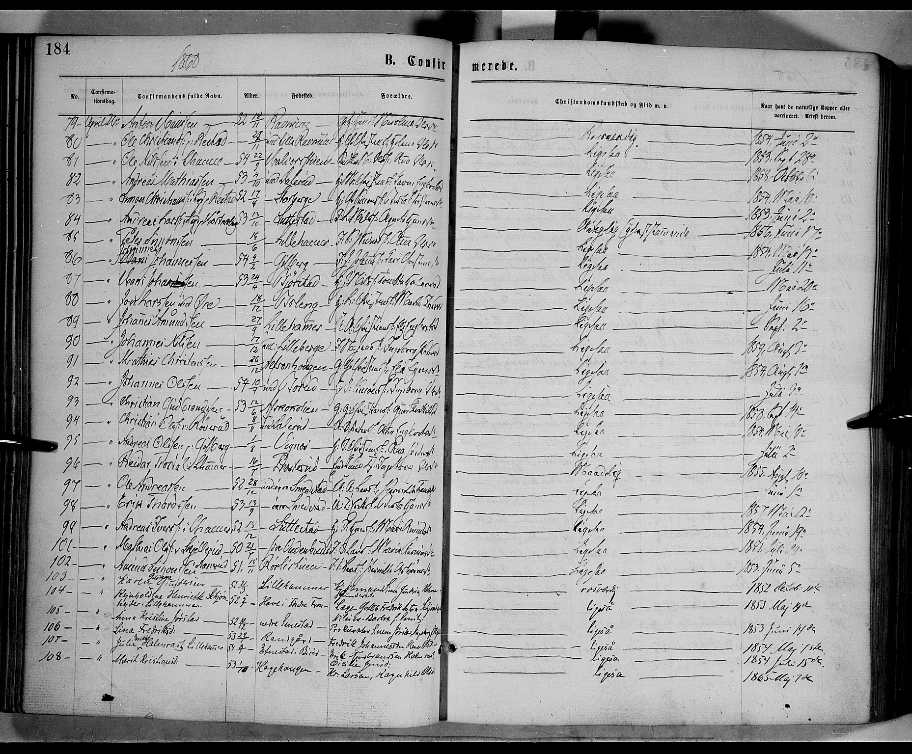 Fåberg prestekontor, AV/SAH-PREST-086/H/Ha/Haa/L0007: Parish register (official) no. 7, 1868-1878, p. 184