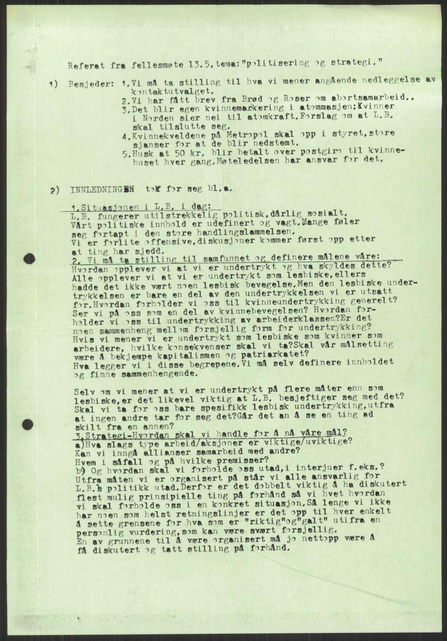 Det Norske Forbundet av 1948/Landsforeningen for Lesbisk og Homofil Frigjøring, AV/RA-PA-1216/D/Dd/L0001: Diskriminering, 1973-1991, p. 991