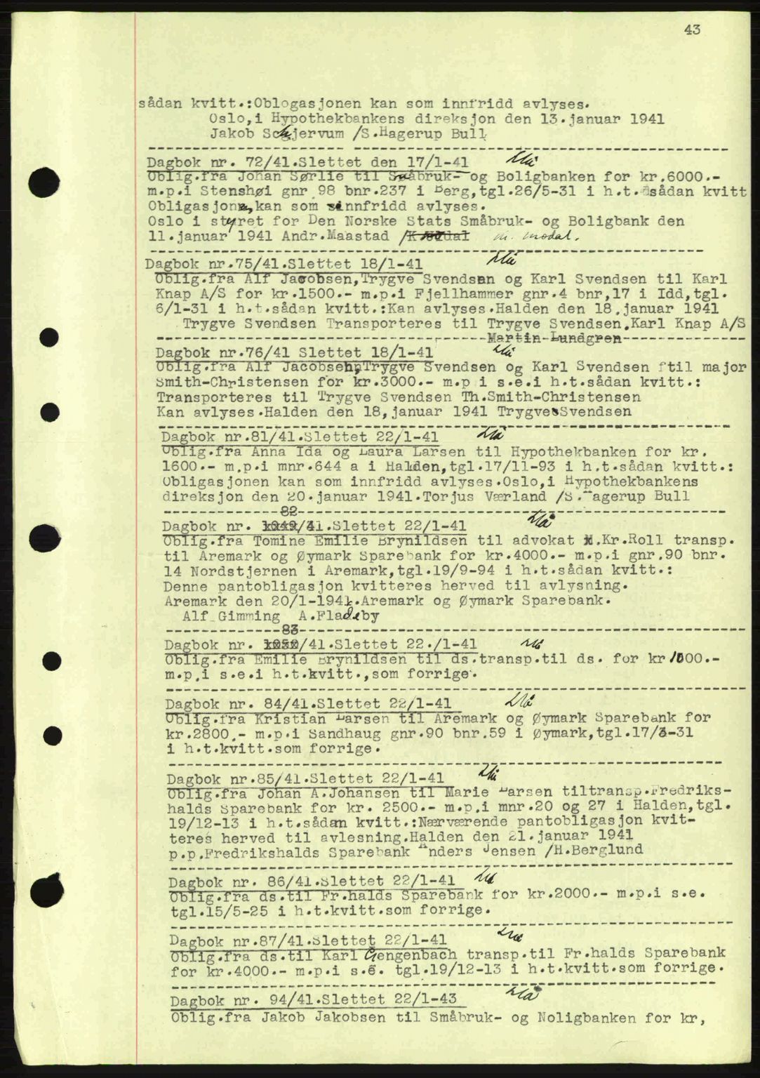 Idd og Marker sorenskriveri, AV/SAO-A-10283/G/Gb/Gbc/L0002: Mortgage book no. B4-9a, 1939-1945, Diary no: : 72/1941