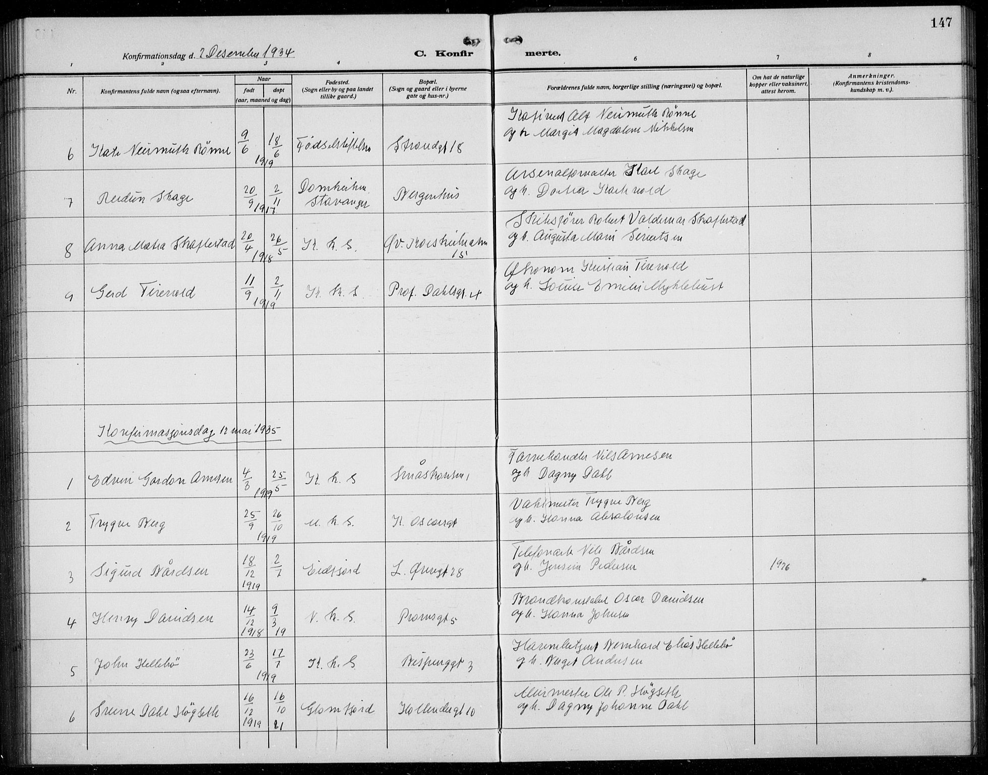 Korskirken sokneprestembete, SAB/A-76101/H/Hab: Parish register (copy) no. C 6, 1918-1941, p. 147