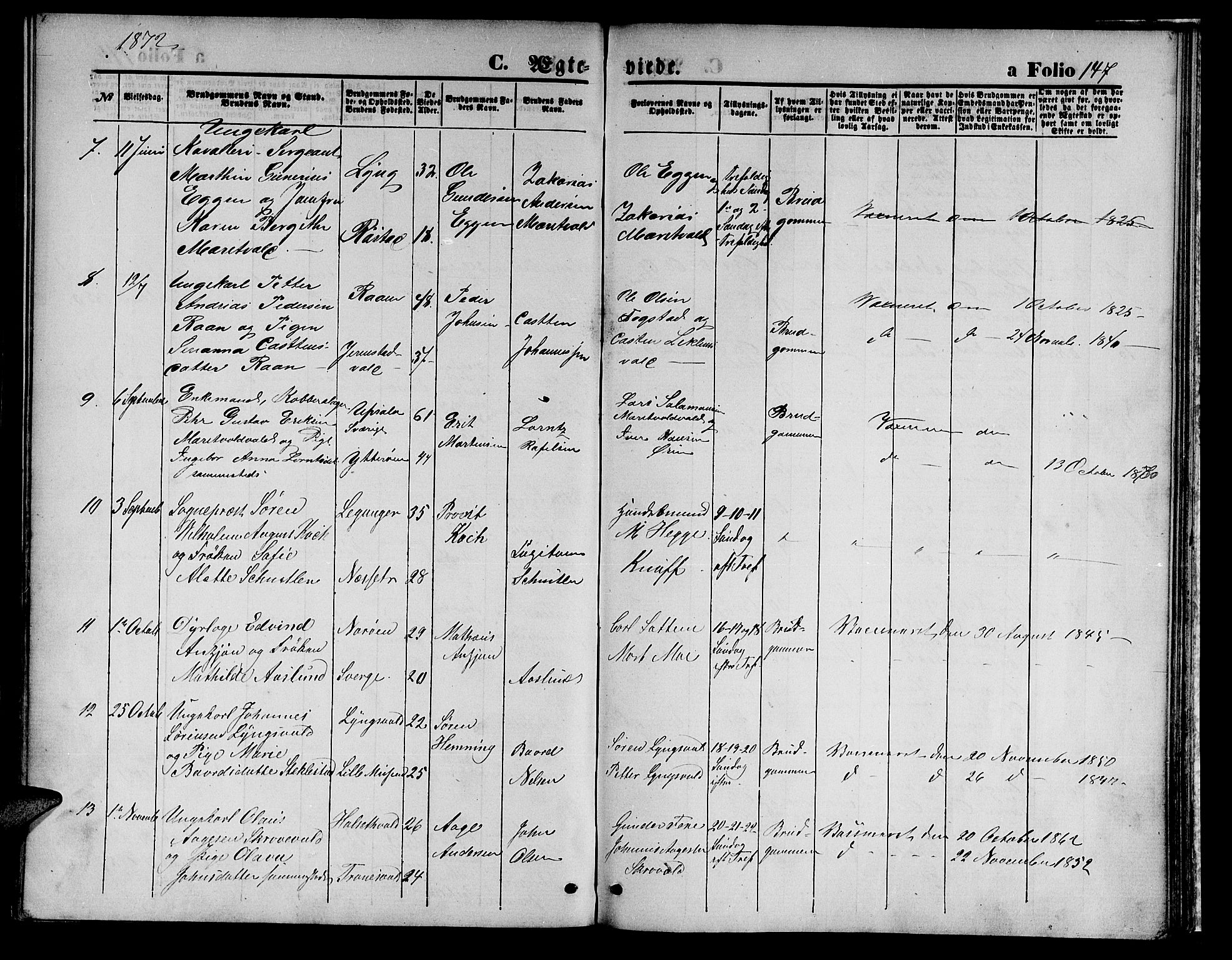 Ministerialprotokoller, klokkerbøker og fødselsregistre - Nord-Trøndelag, AV/SAT-A-1458/723/L0255: Parish register (copy) no. 723C03, 1869-1879, p. 147