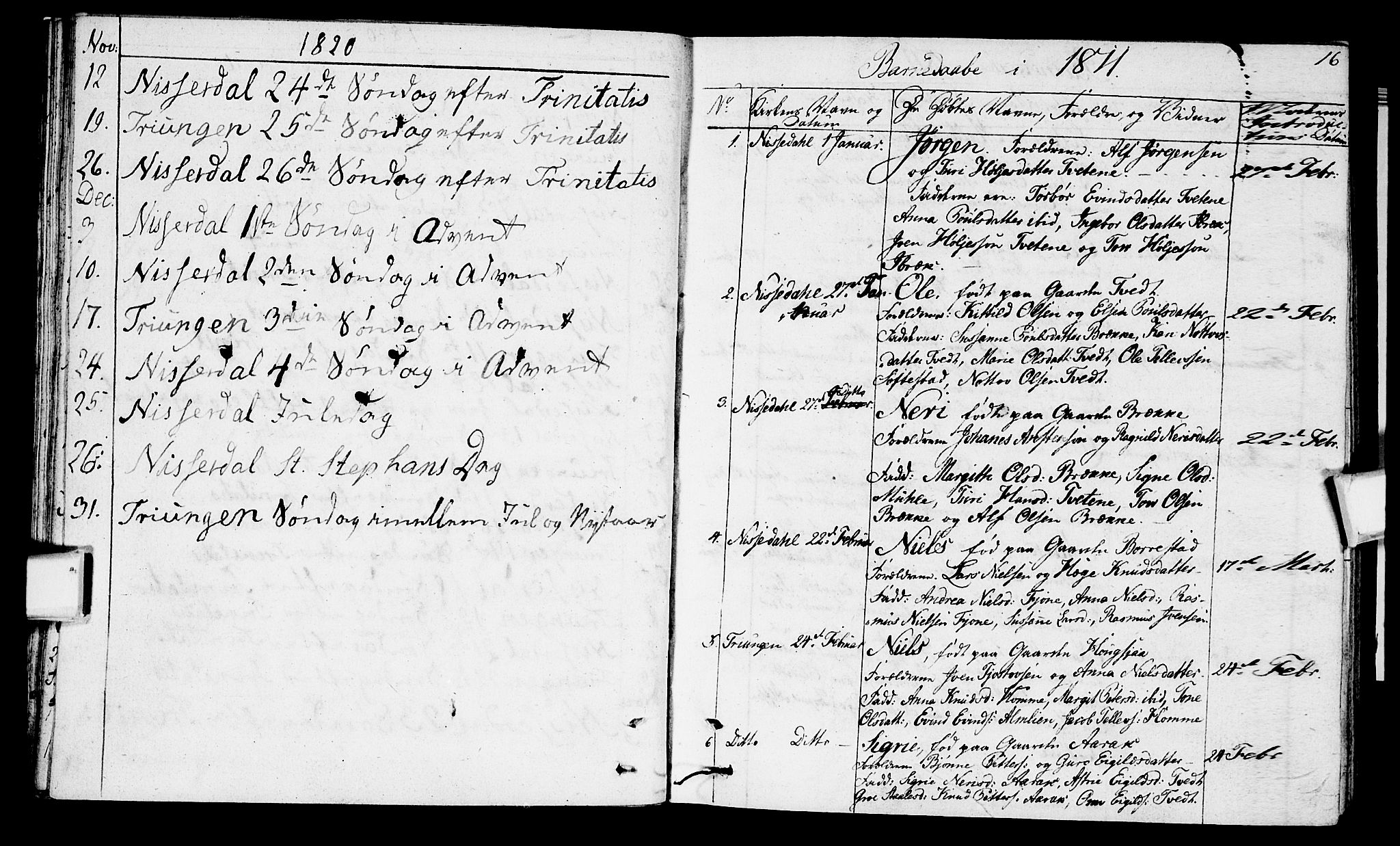 Nissedal kirkebøker, SAKO/A-288/F/Fa/L0001: Parish register (official) no. I 1, 1811-1814, p. 16