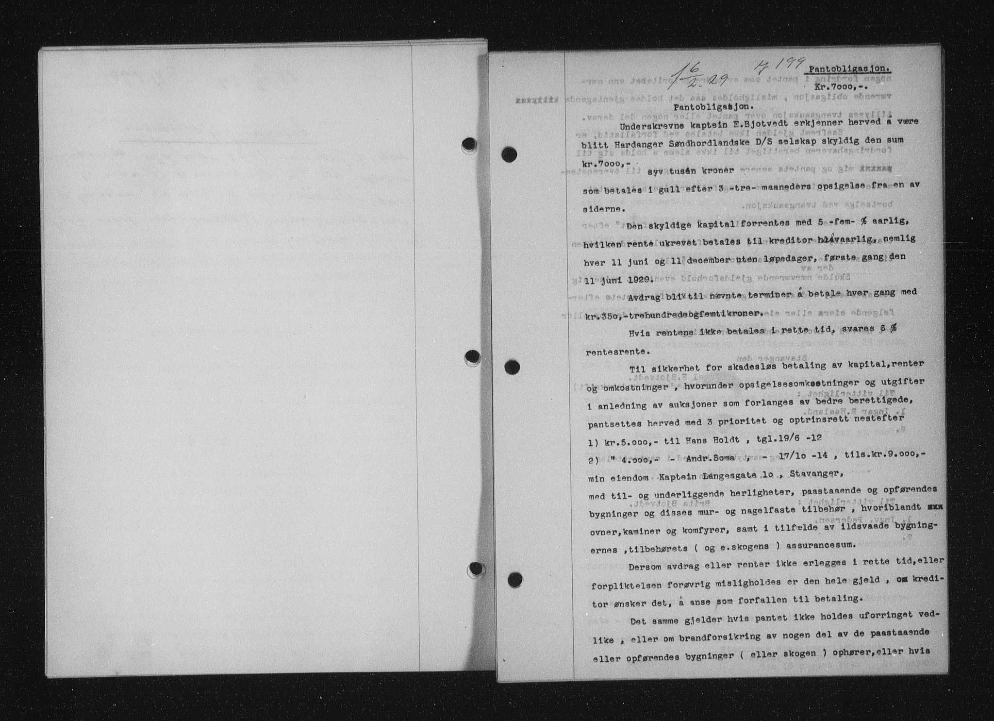 Stavanger byfogd, SAST/A-101408/001/4/41/410/410BB/L0055: Mortgage book no. 43, 1928-1929, Deed date: 06.02.1929