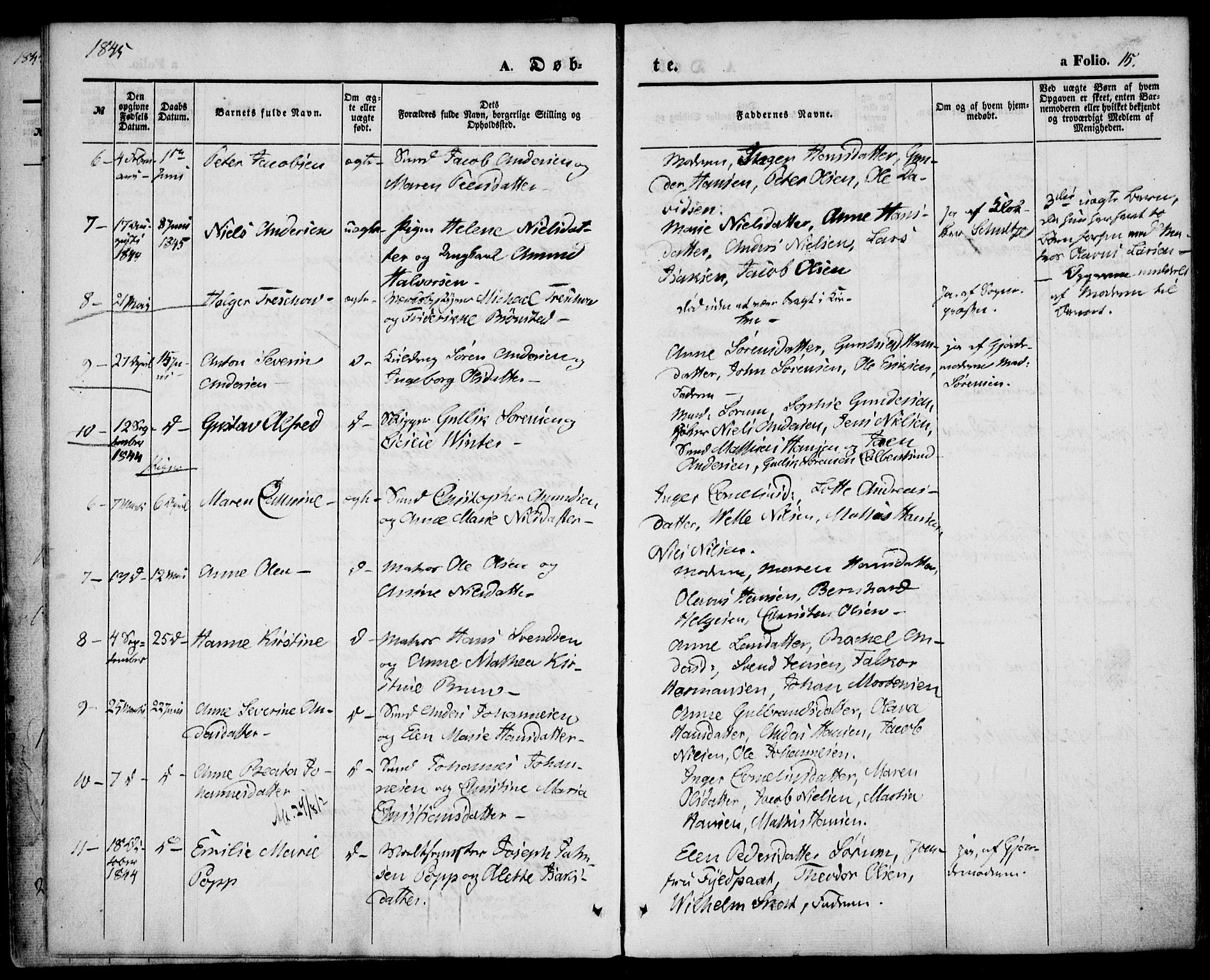 Larvik kirkebøker, SAKO/A-352/F/Fb/L0003: Parish register (official) no. II 3, 1842-1856, p. 15