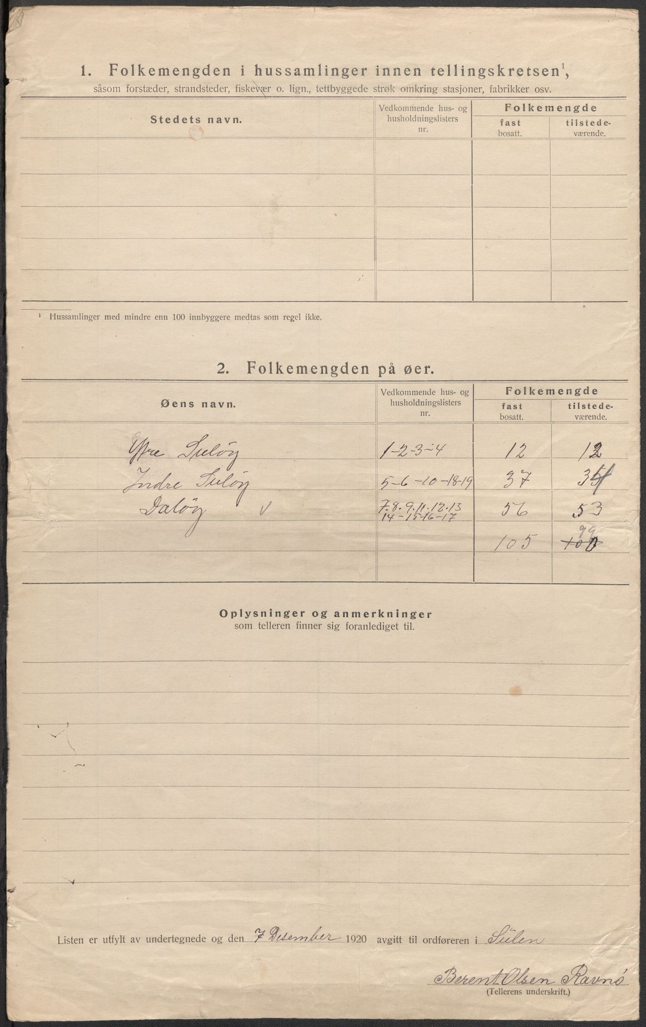 SAB, 1920 census for Solund, 1920, p. 19