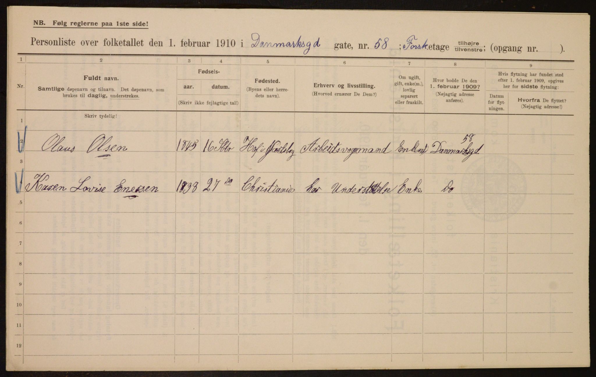 OBA, Municipal Census 1910 for Kristiania, 1910, p. 14429