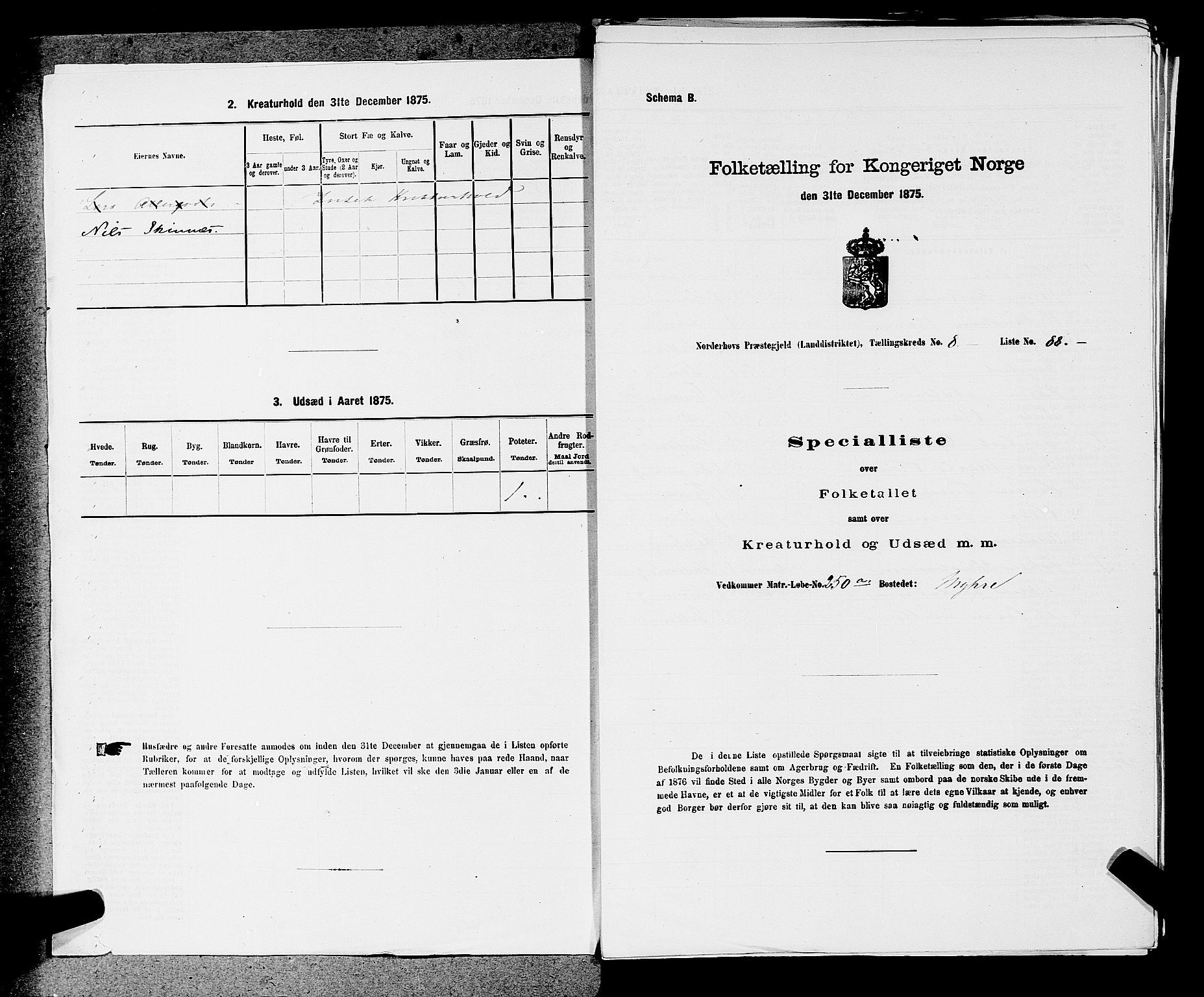 SAKO, 1875 census for 0613L Norderhov/Norderhov, Haug og Lunder, 1875, p. 1500