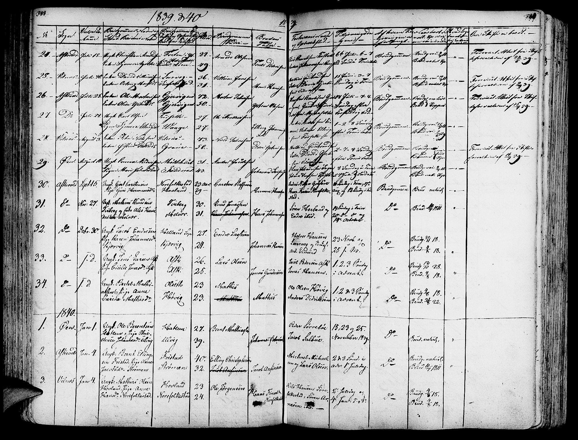 Askvoll sokneprestembete, SAB/A-79501/H/Haa/Haaa/L0010: Parish register (official) no. A 10, 1821-1844, p. 388-389
