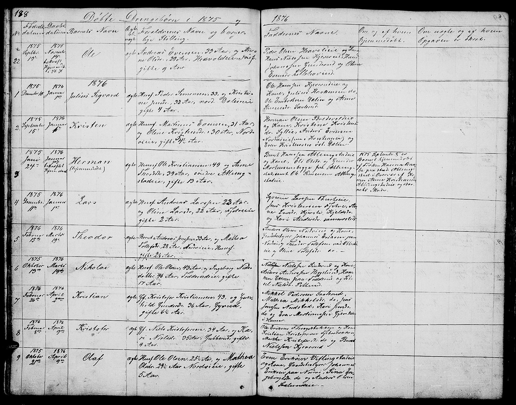 Stange prestekontor, SAH/PREST-002/L/L0002: Parish register (copy) no. 2, 1838-1879, p. 188