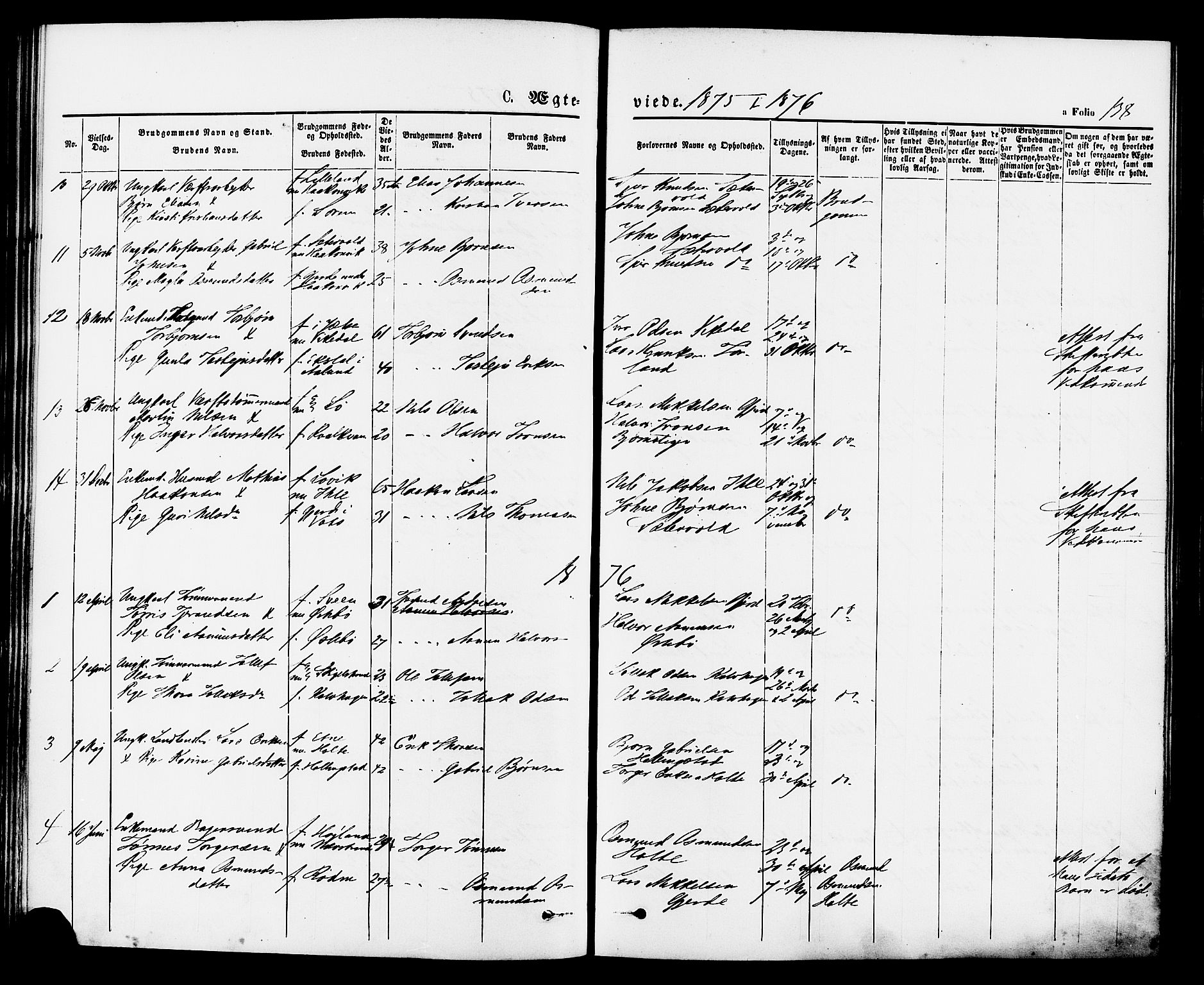 Vikedal sokneprestkontor, SAST/A-101840/01/IV: Parish register (official) no. A 7, 1868-1883, p. 138