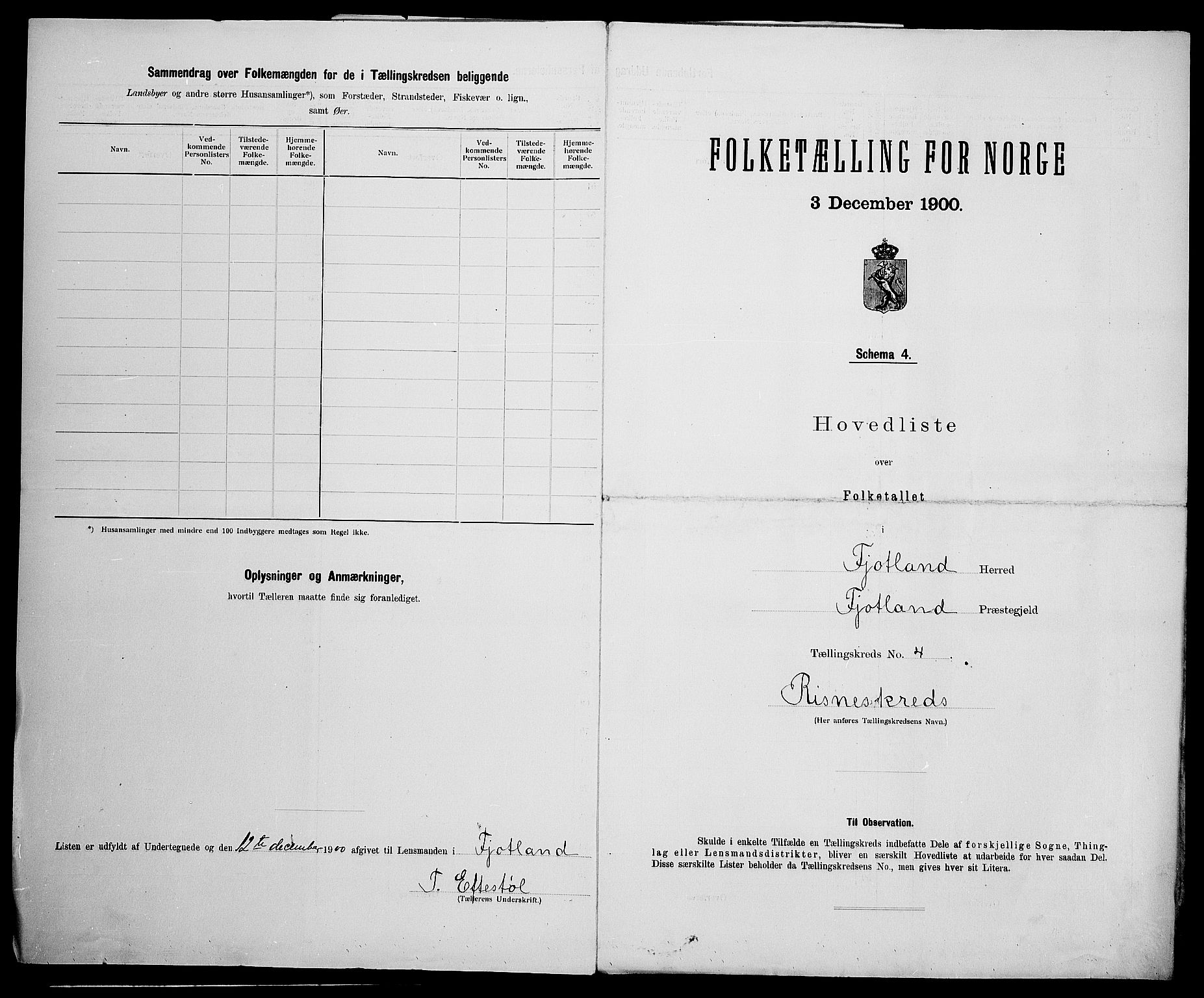 SAK, 1900 census for Fjotland, 1900, p. 21