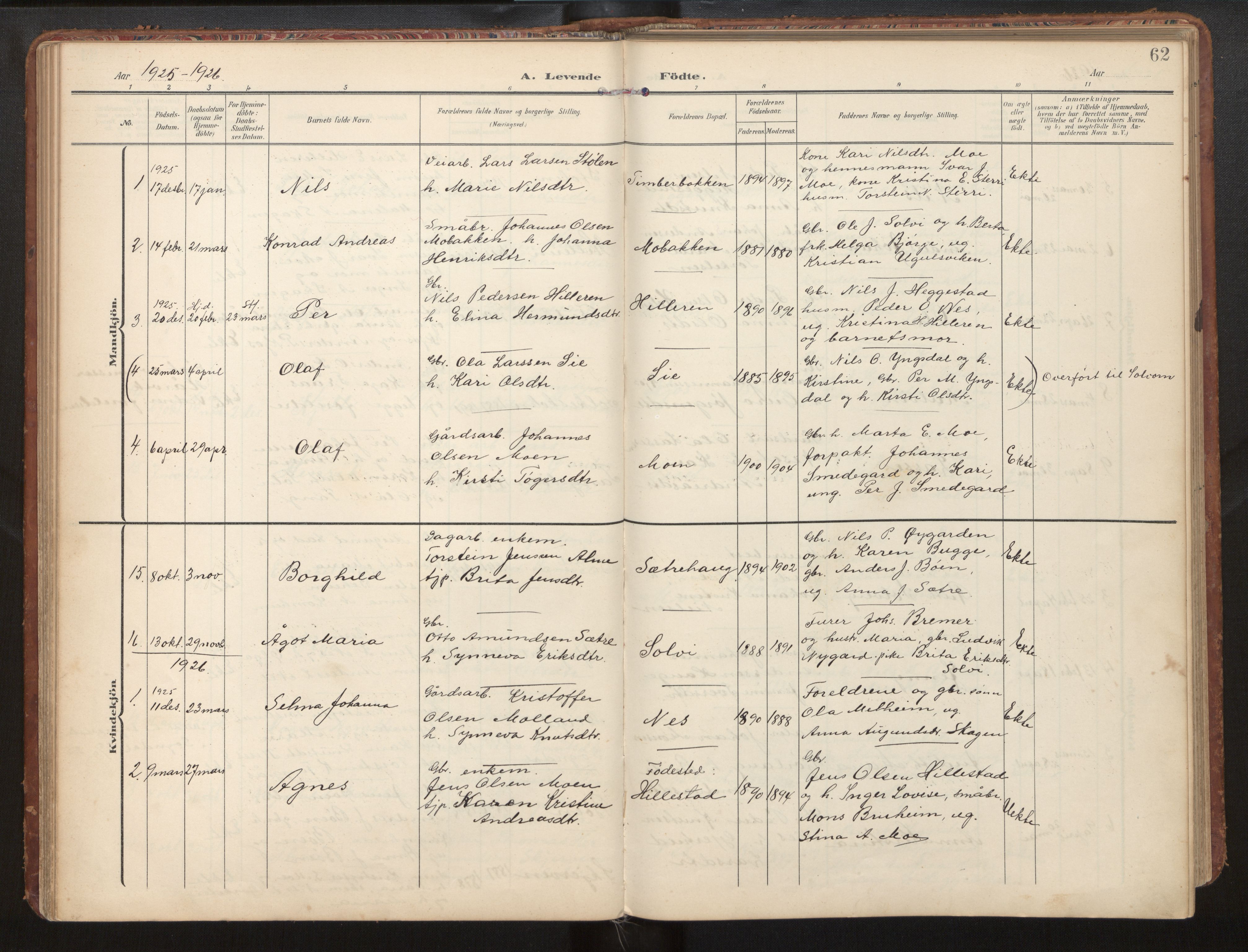 Hafslo sokneprestembete, AV/SAB-A-80301/H/Hab/Habb/L0002: Parish register (copy) no. B 2, 1909-1947, p. 62
