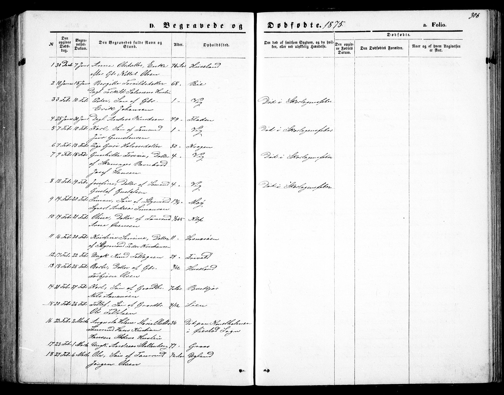 Fjære sokneprestkontor, AV/SAK-1111-0011/F/Fb/L0010: Parish register (copy) no. B 10, 1871-1880, p. 306