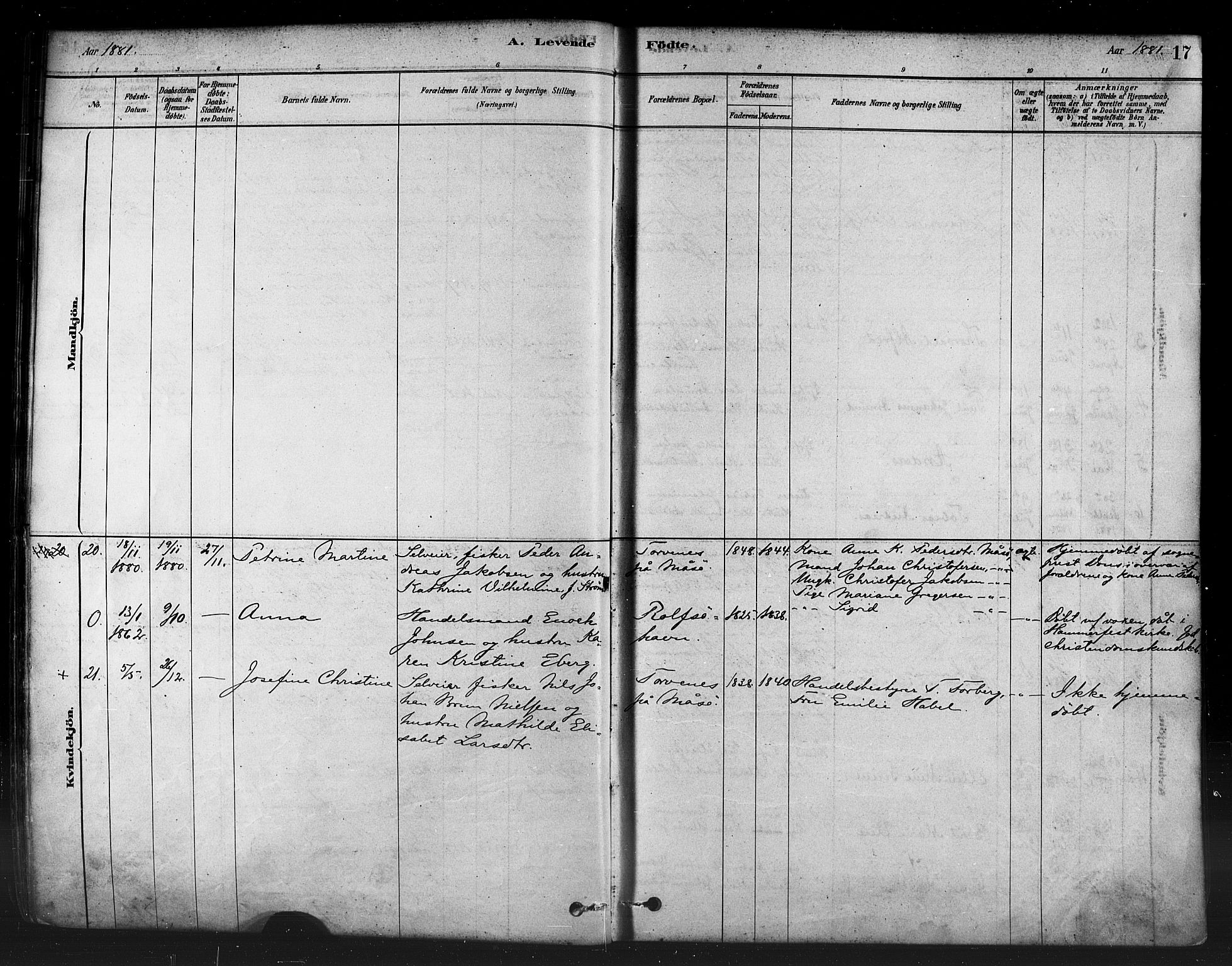 Måsøy sokneprestkontor, AV/SATØ-S-1348/H/Ha/L0004kirke: Parish register (official) no. 4, 1878-1891, p. 17