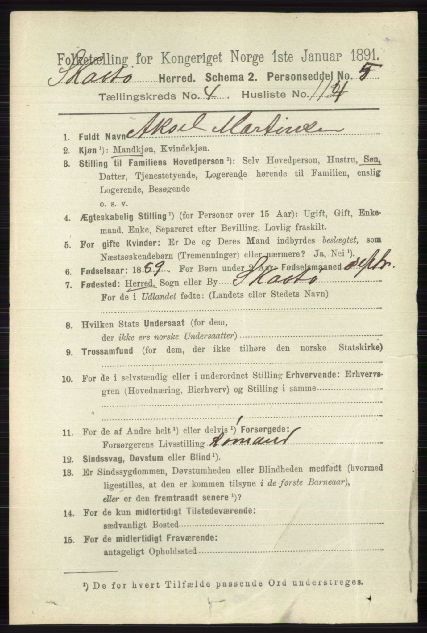 RA, 1891 census for 0815 Skåtøy, 1891, p. 1812