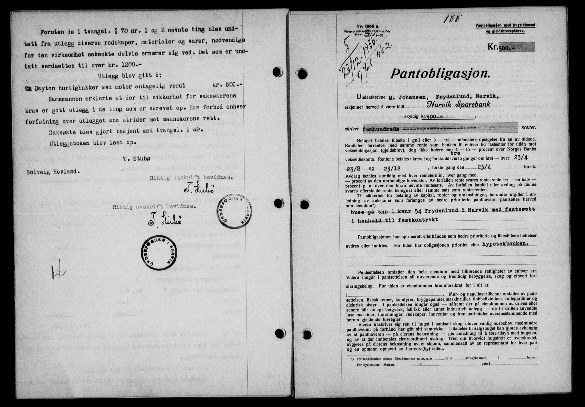 Narvik sorenskriveri, SAT/A-0002/1/2/2C/2Ca/L0011: Mortgage book no. 14, 1935-1937, Deed date: 23.12.1935