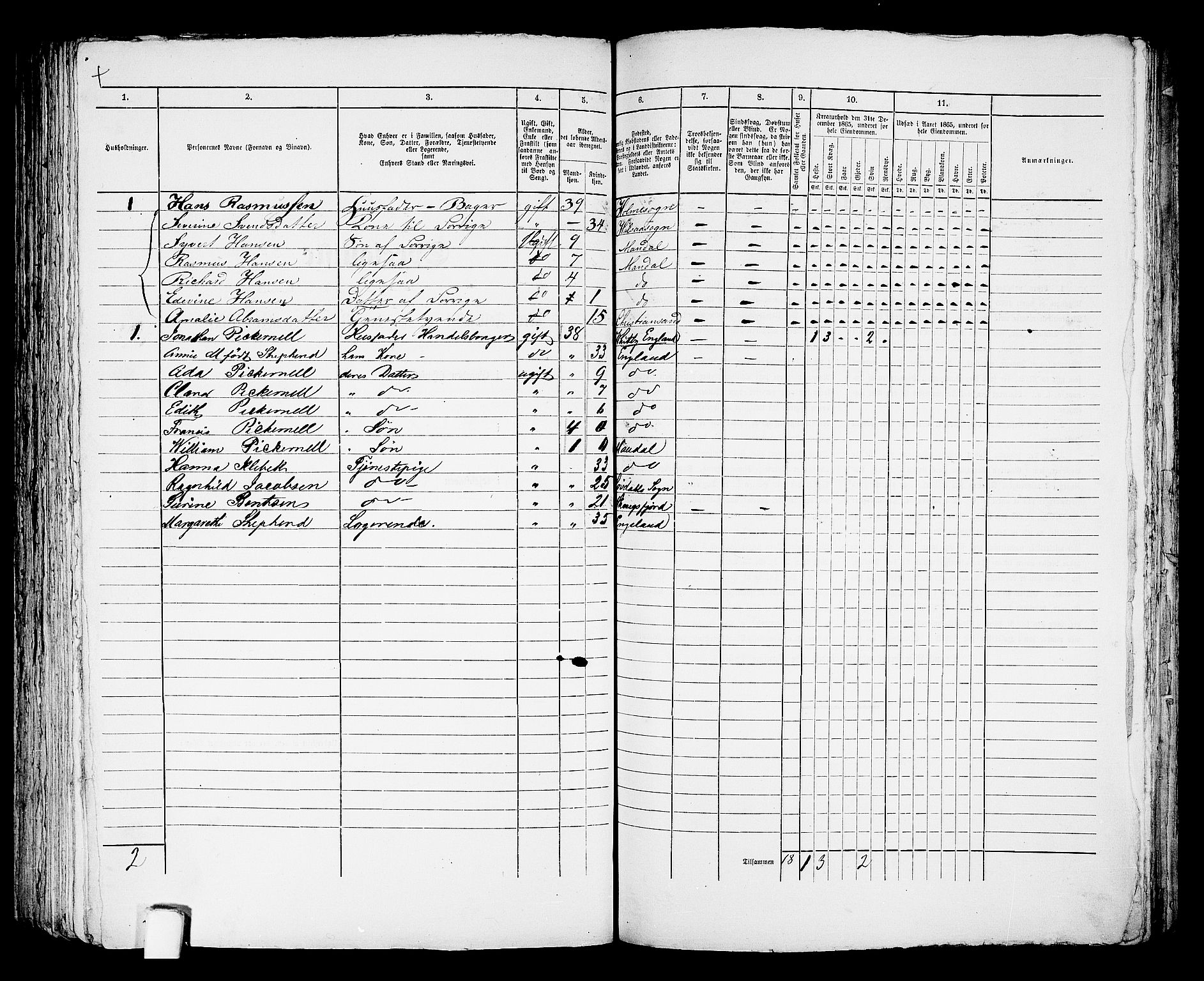RA, 1865 census for Mandal/Mandal, 1865, p. 773