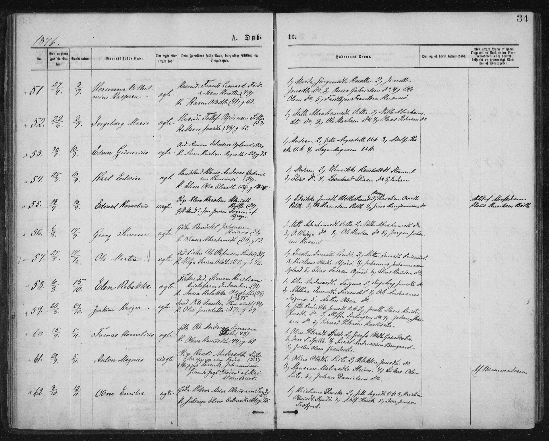 Ministerialprotokoller, klokkerbøker og fødselsregistre - Nord-Trøndelag, SAT/A-1458/771/L0596: Parish register (official) no. 771A03, 1870-1884, p. 34