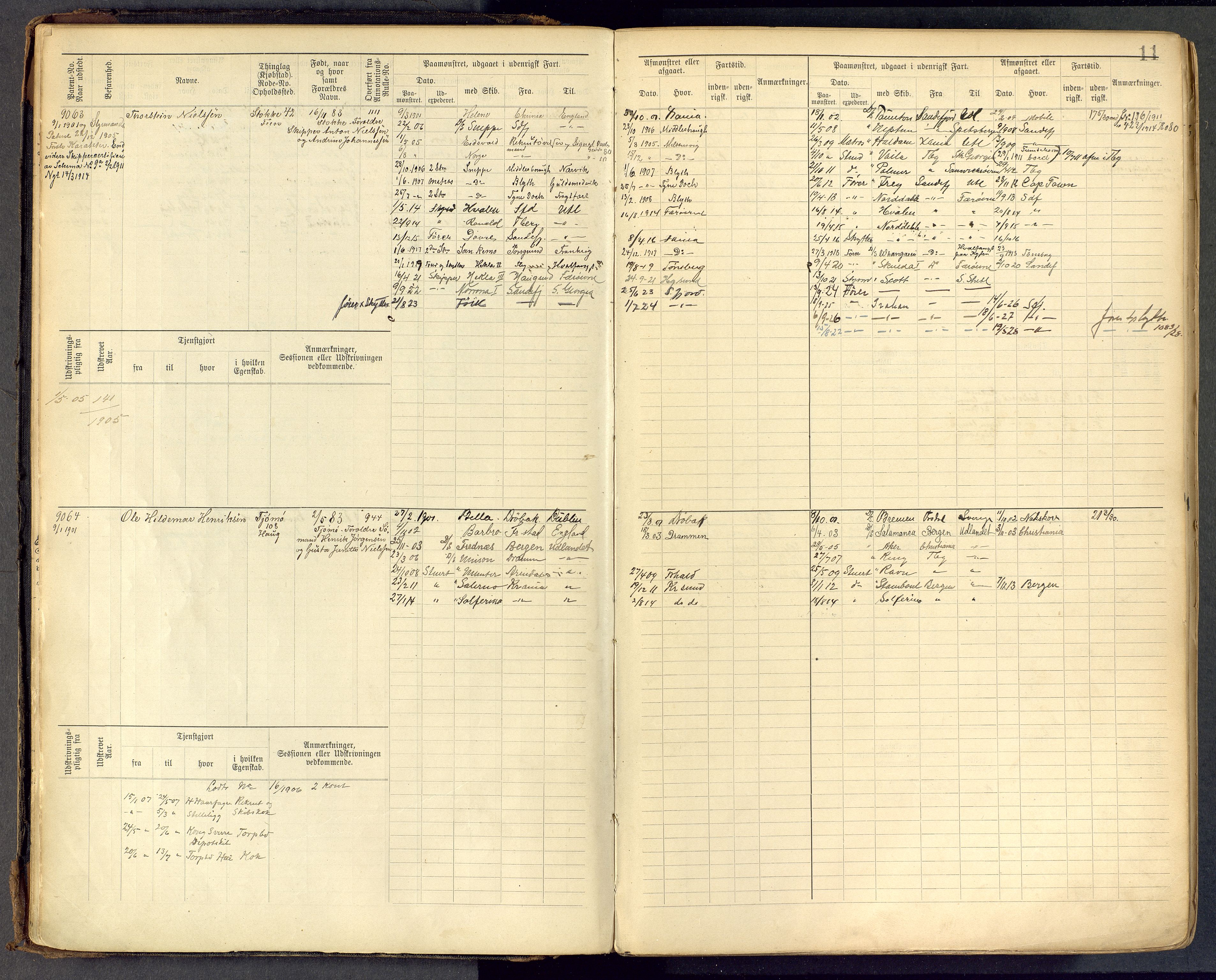 Tønsberg innrulleringskontor, AV/SAKO-A-786/F/Fc/Fcb/L0009: Hovedrulle Patent nr. 9043-9992, 1900-1921, p. 11