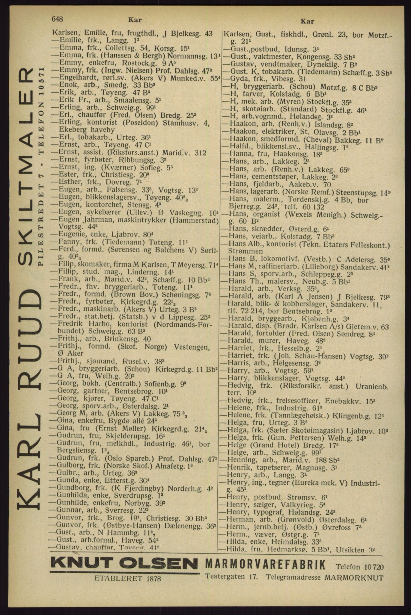 Kristiania/Oslo adressebok, PUBL/-, 1929, p. 648