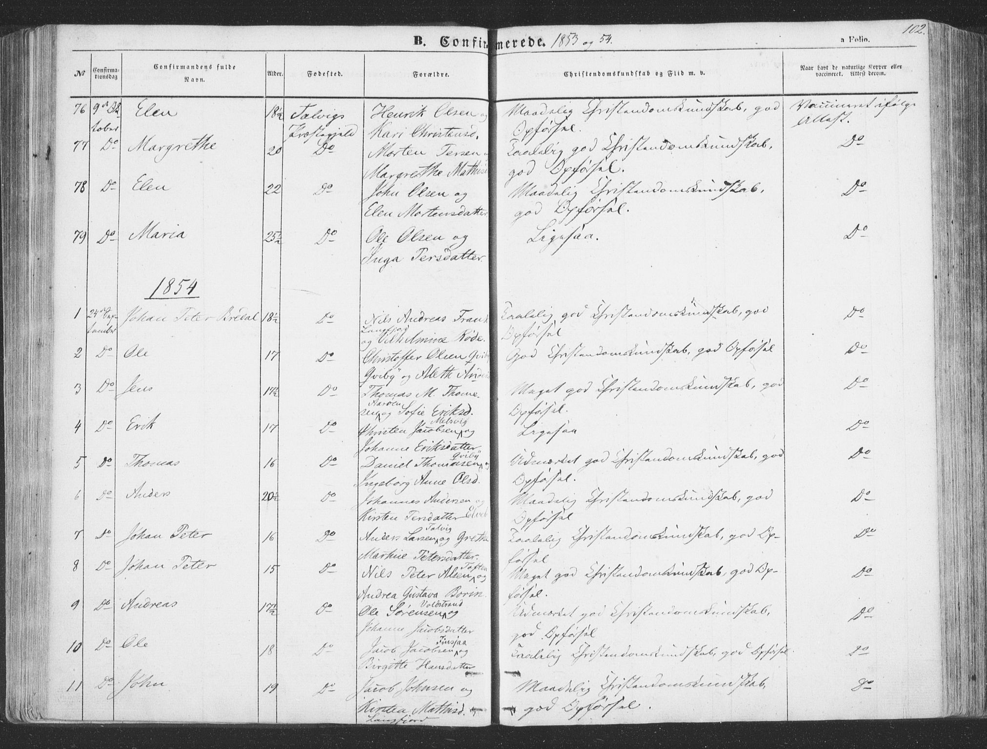 Talvik sokneprestkontor, SATØ/S-1337/H/Ha/L0010kirke: Parish register (official) no. 10, 1852-1864, p. 102