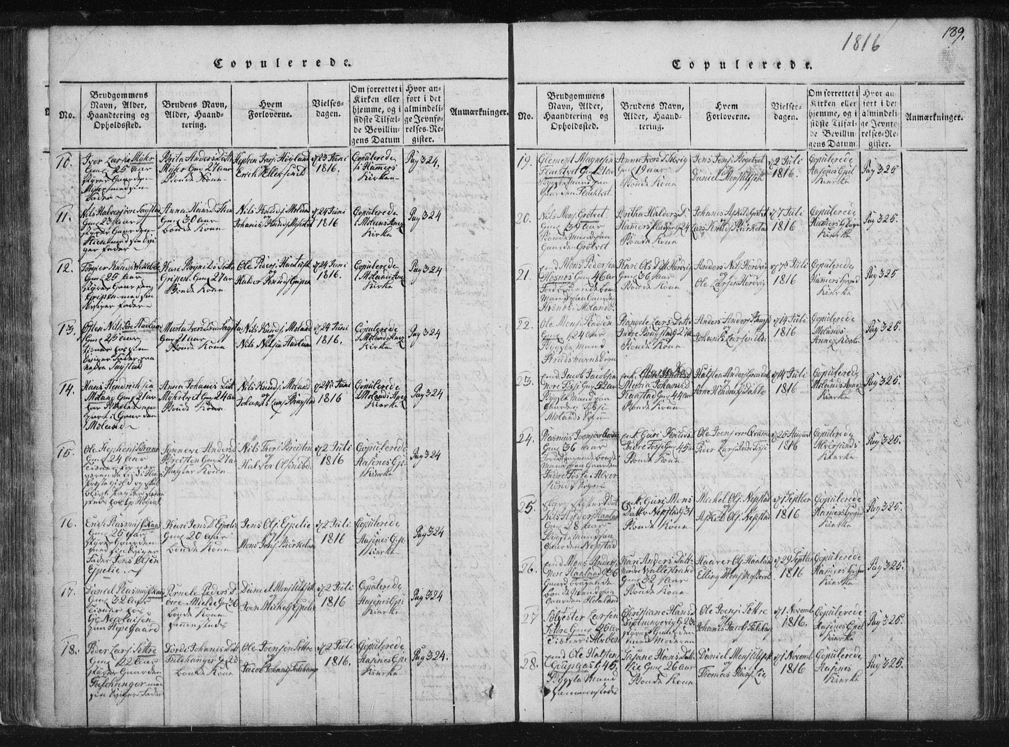 Hamre sokneprestembete, AV/SAB-A-75501/H/Ha/Haa/Haaa/L0010: Parish register (official) no. A 10, 1816-1826, p. 129