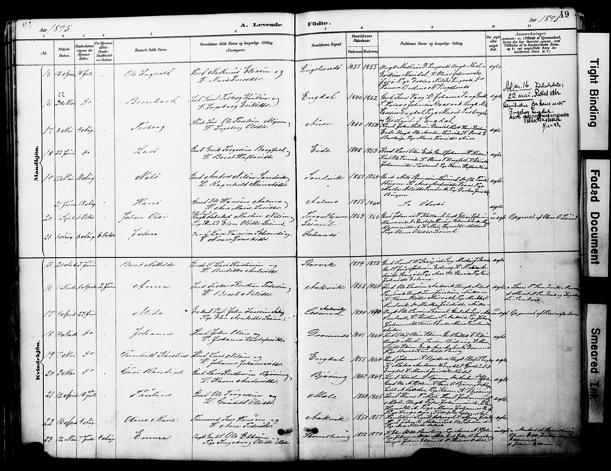 Ministerialprotokoller, klokkerbøker og fødselsregistre - Møre og Romsdal, AV/SAT-A-1454/578/L0907: Parish register (official) no. 578A06, 1887-1904, p. 49