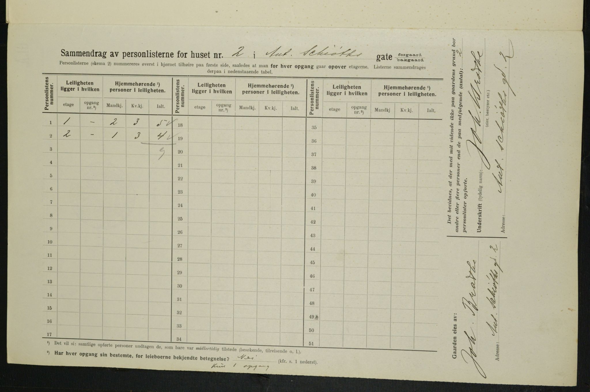 OBA, Municipal Census 1914 for Kristiania, 1914, p. 1344