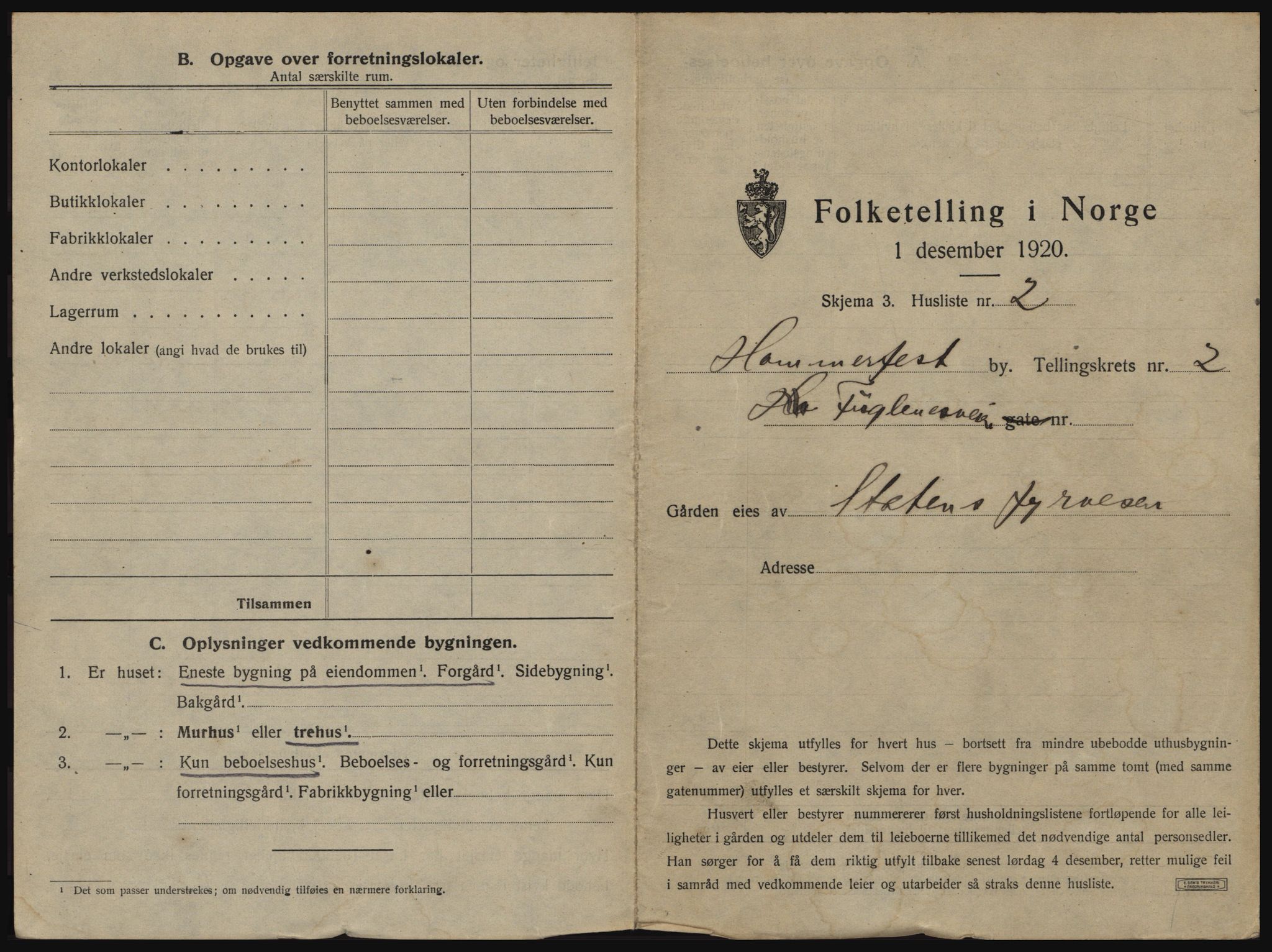 SATØ, 1920 census for Hammerfest, 1920, p. 656