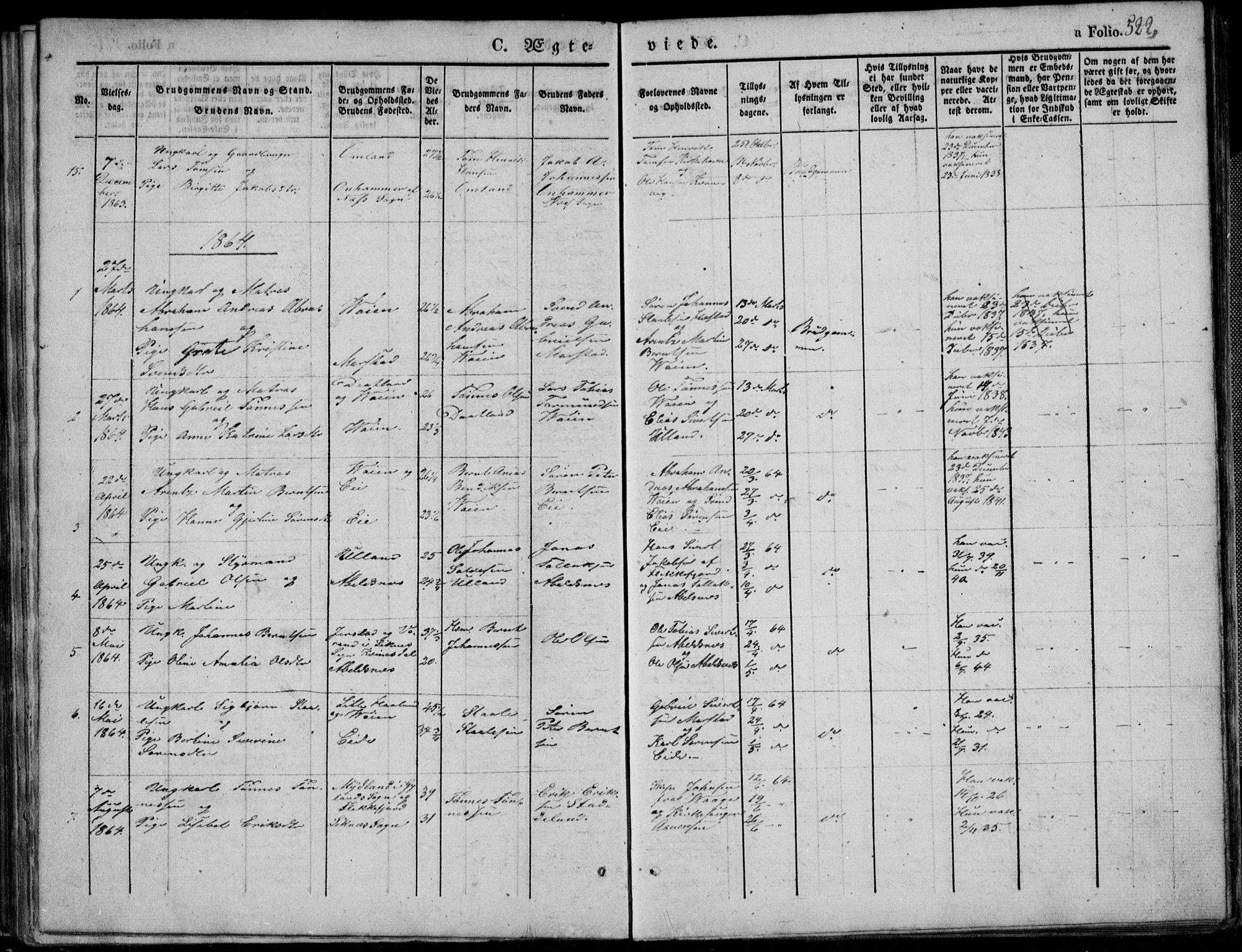 Flekkefjord sokneprestkontor, SAK/1111-0012/F/Fb/Fbb/L0002: Parish register (copy) no. B 2b, 1831-1866, p. 522
