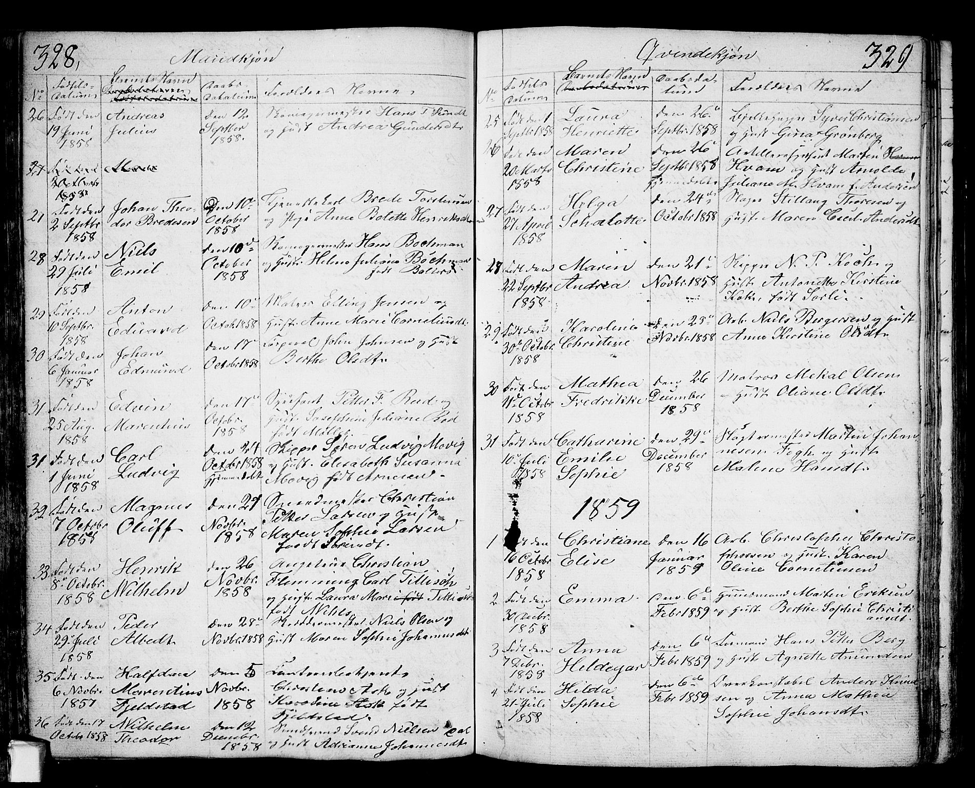 Fredrikstad prestekontor Kirkebøker, AV/SAO-A-11082/G/Ga/L0001: Parish register (copy) no. 1, 1824-1879, p. 328-329